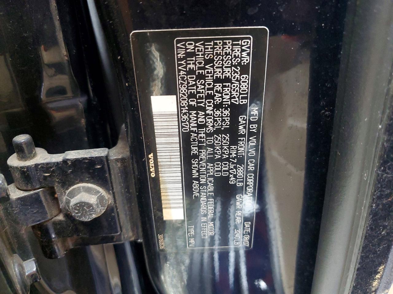 2008 Volvo Xc90 Blue vin: YV4CZ982081436170