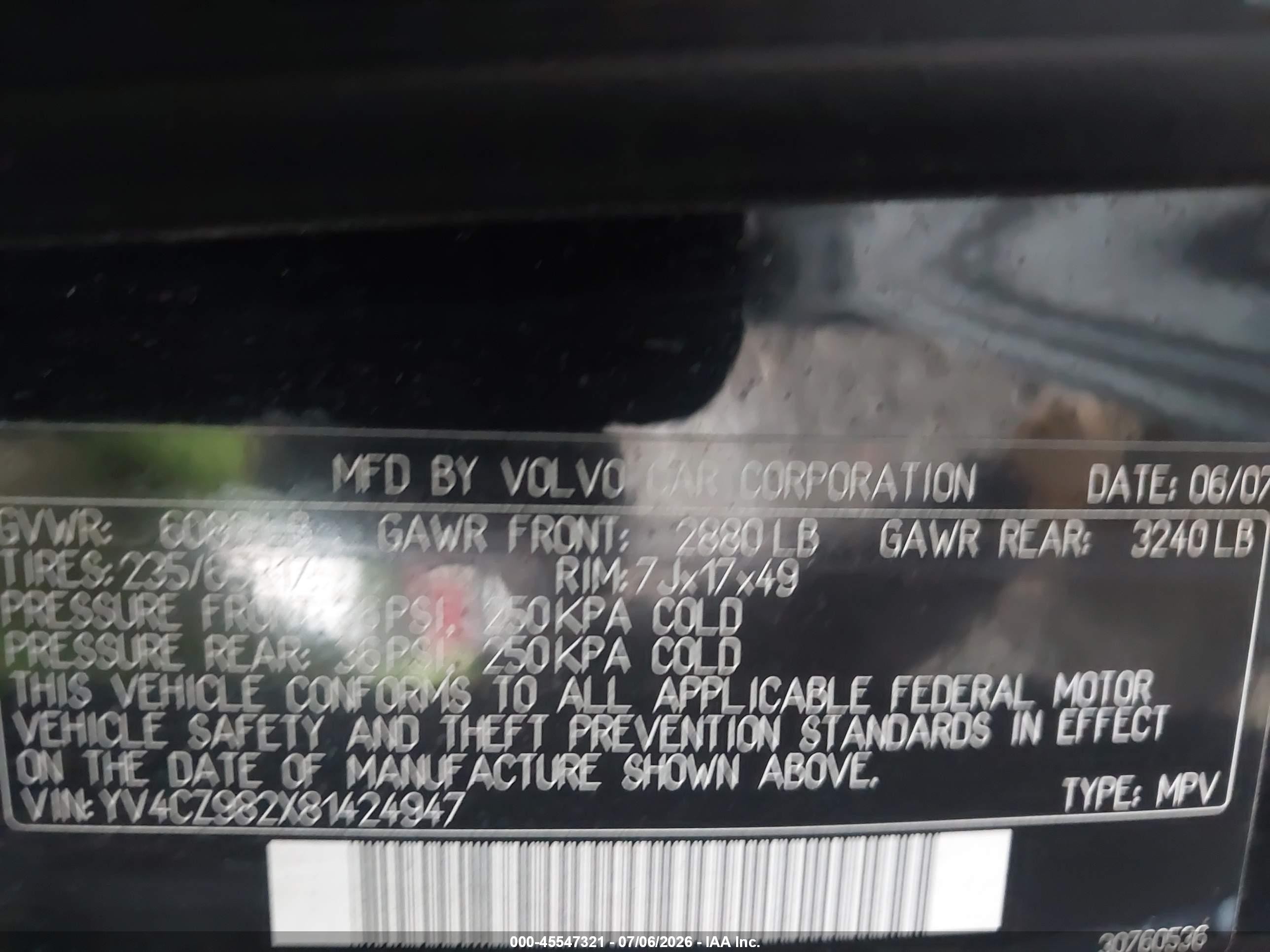 2008 Volvo Xc90 3.2 Black vin: YV4CZ982X81424947