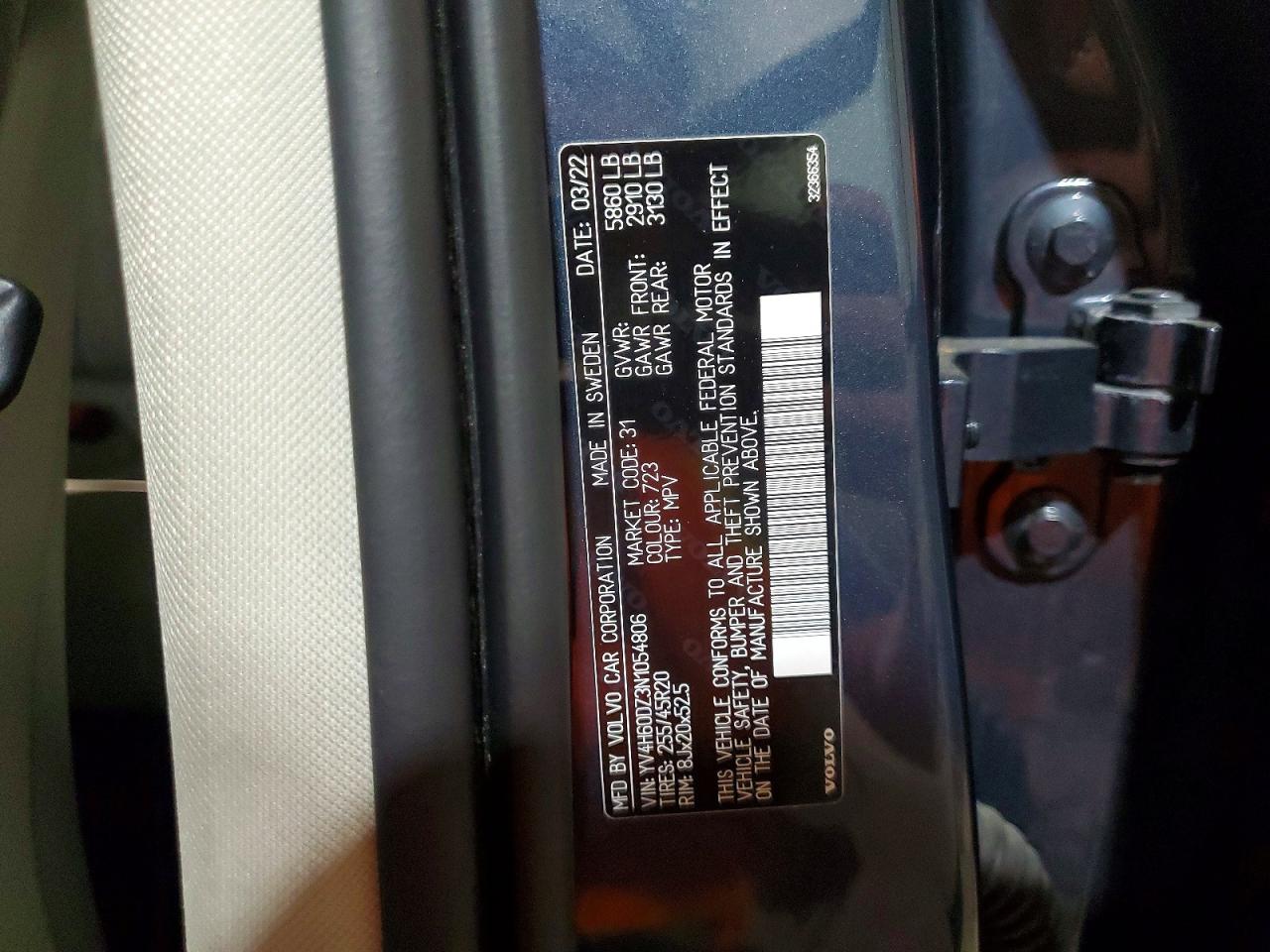 2022 Volvo Xc60 T8 Recharge Inscription Expres Синий vin: YV4H60DZ3N1054806