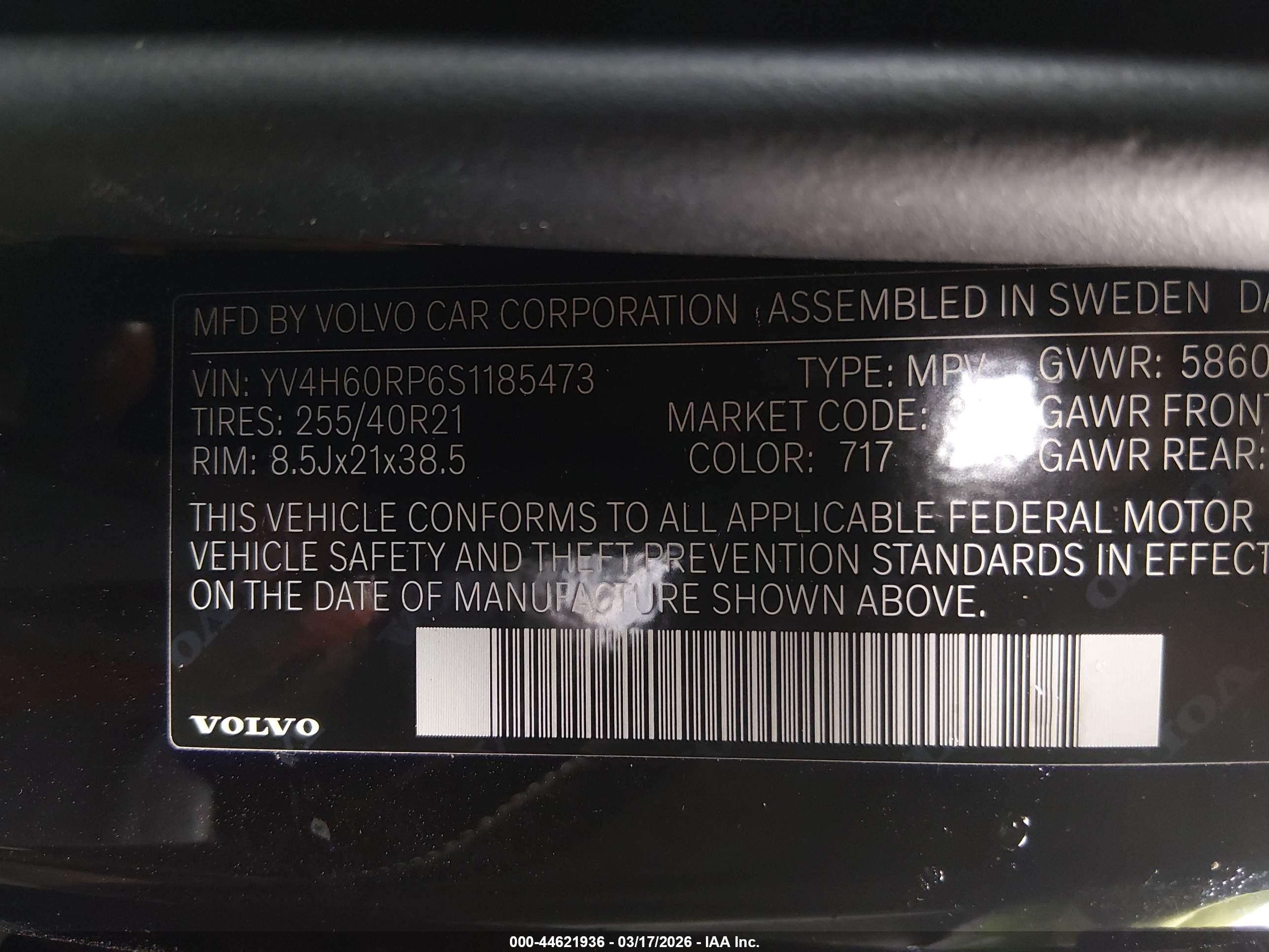 2025 Volvo Xc60 Plug-in Hybrid Polestar Engineered, T8 Awd Electric/gasoline Black vin: YV4H60RP6S1185473