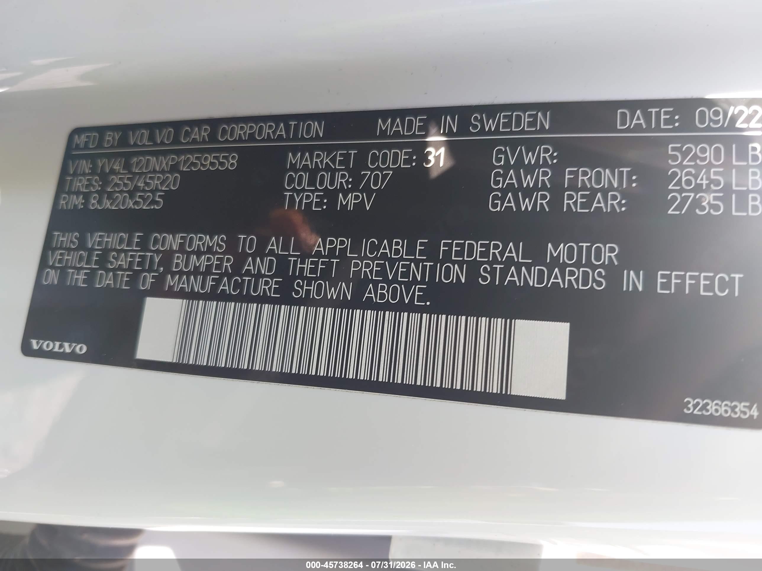 2023 Volvo Xc60 B5 Plus Bright Theme White vin: YV4L12DNXP1259558