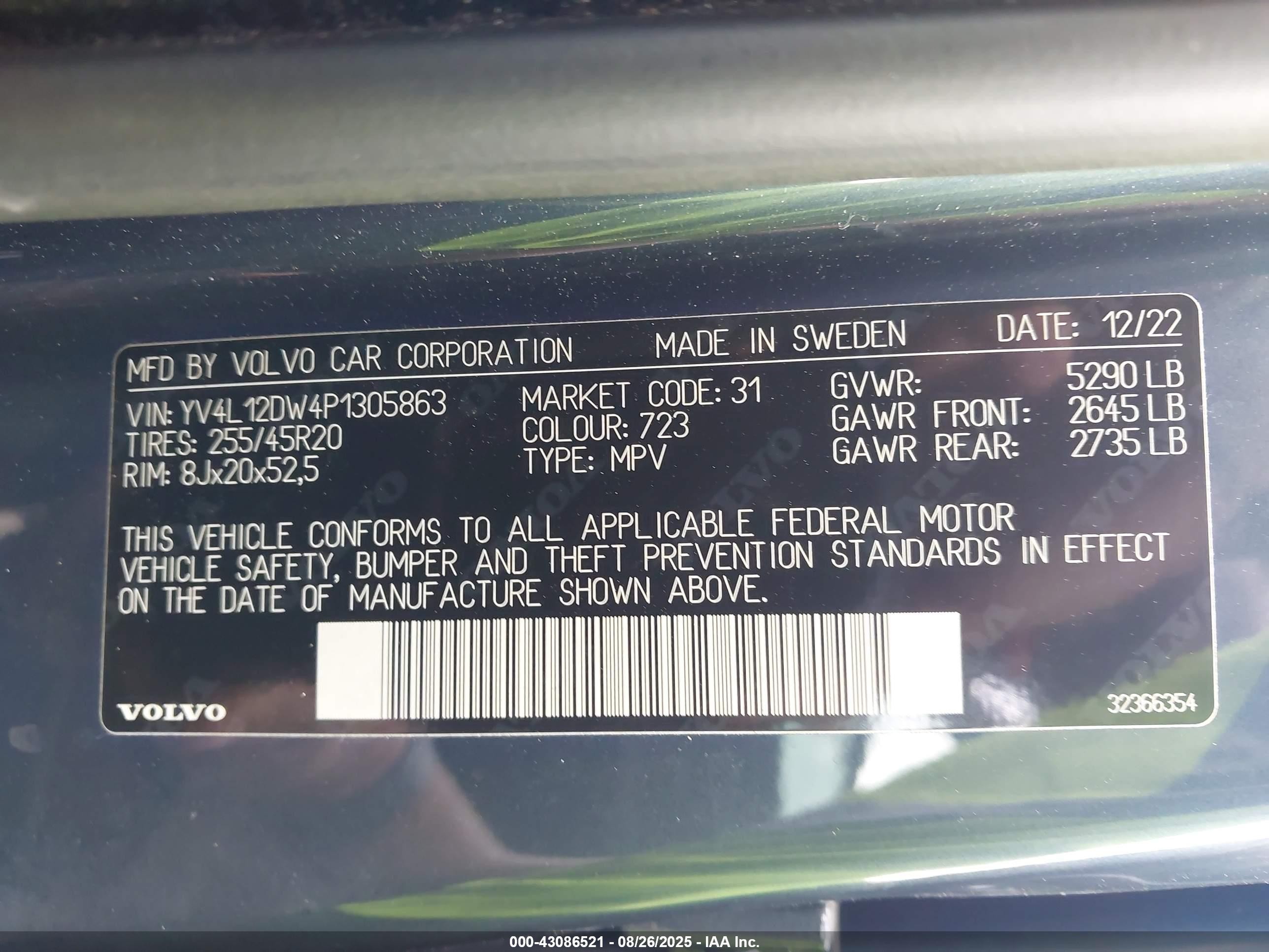 2023 Volvo Xc60 B5 Plus Dark Theme Blue vin: YV4L12DW4P1305863
