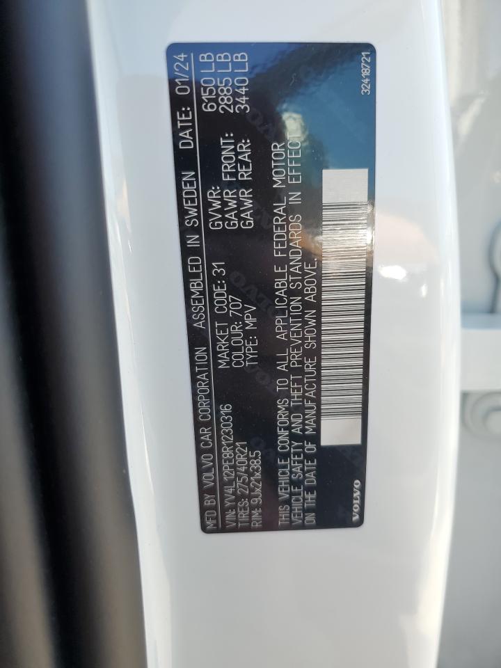 2024 Volvo Xc90 Plus White vin: YV4L12PE8R1230316