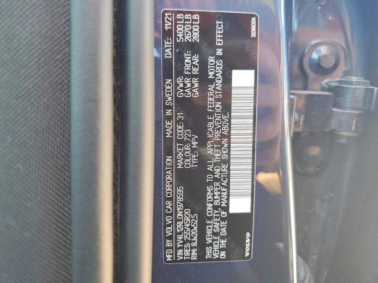 2022 Volvo Xc60 B5 Inscription Синий vin: YV4L12RL0N1978595