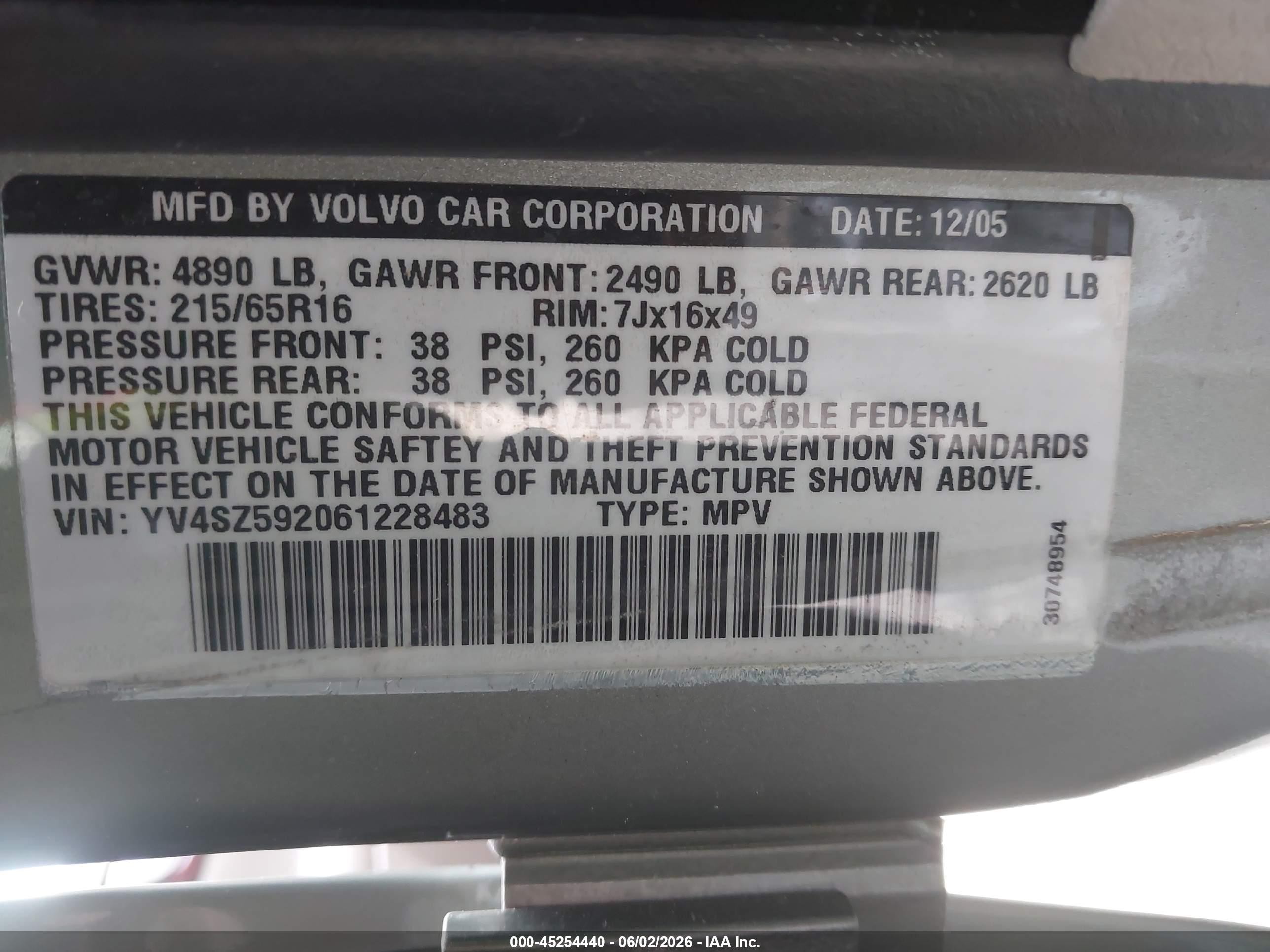 2006 Volvo Xc70 2.5t/ocean Race Edition Green vin: YV4SZ592061228483