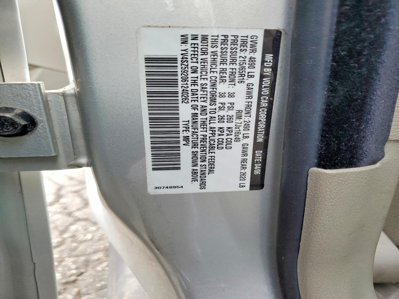 2006 Volvo Xc70 Silver vin: YV4SZ592061240262