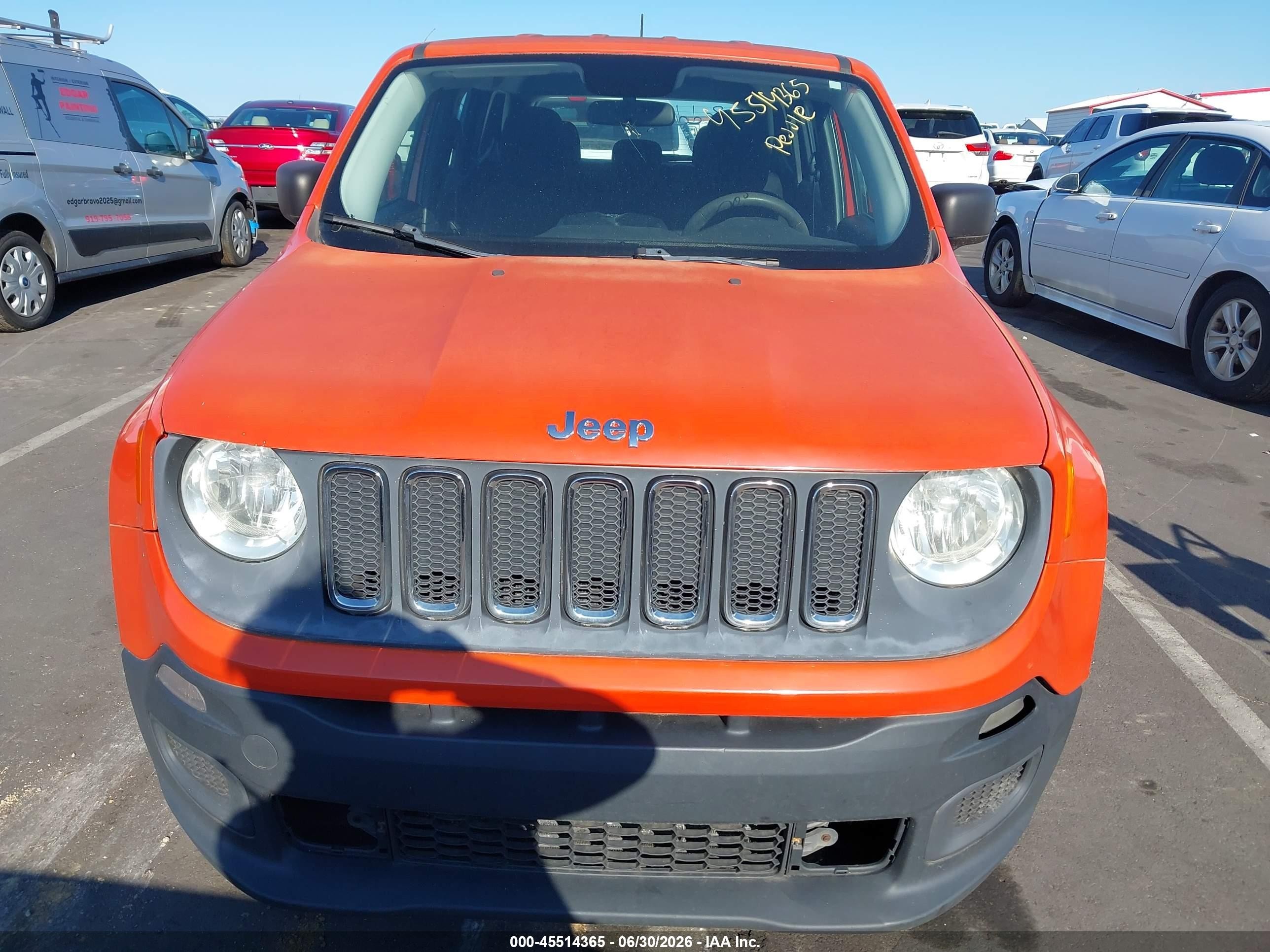 2015 Jeep Renegade Sport Orange vin: ZACCJAAH4FPC30986