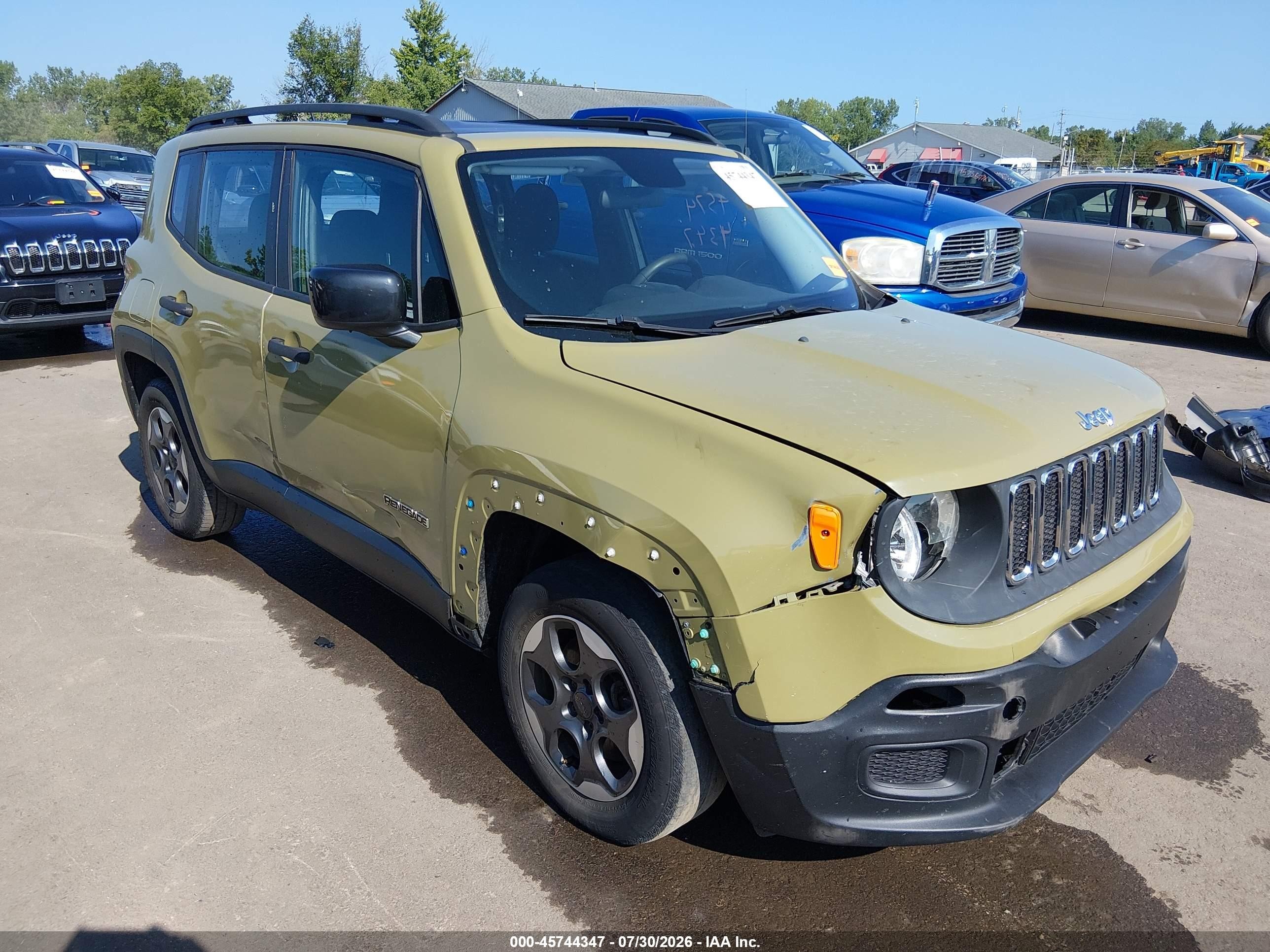 2015 Jeep Renegade Sport Green vin: ZACCJAAH6FPC03322