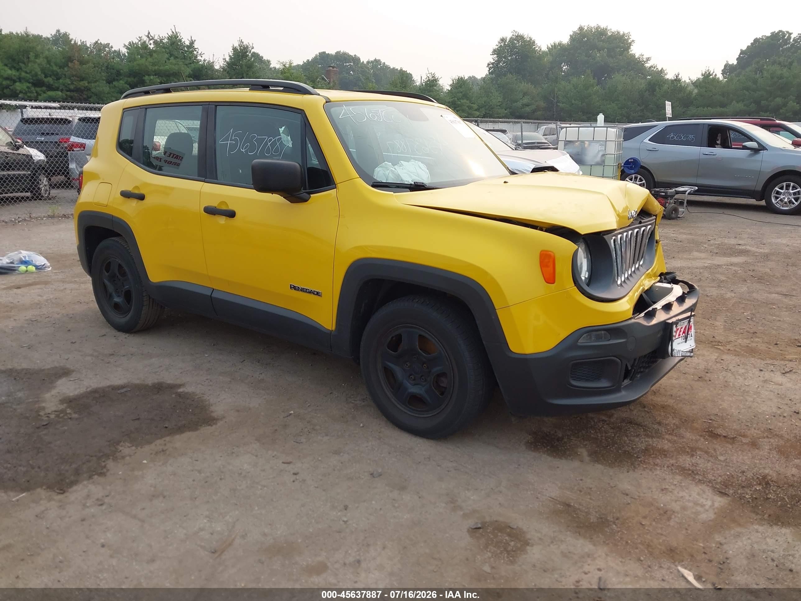 2015 Jeep Renegade Sport Yellow vin: ZACCJAAT0FPB56065