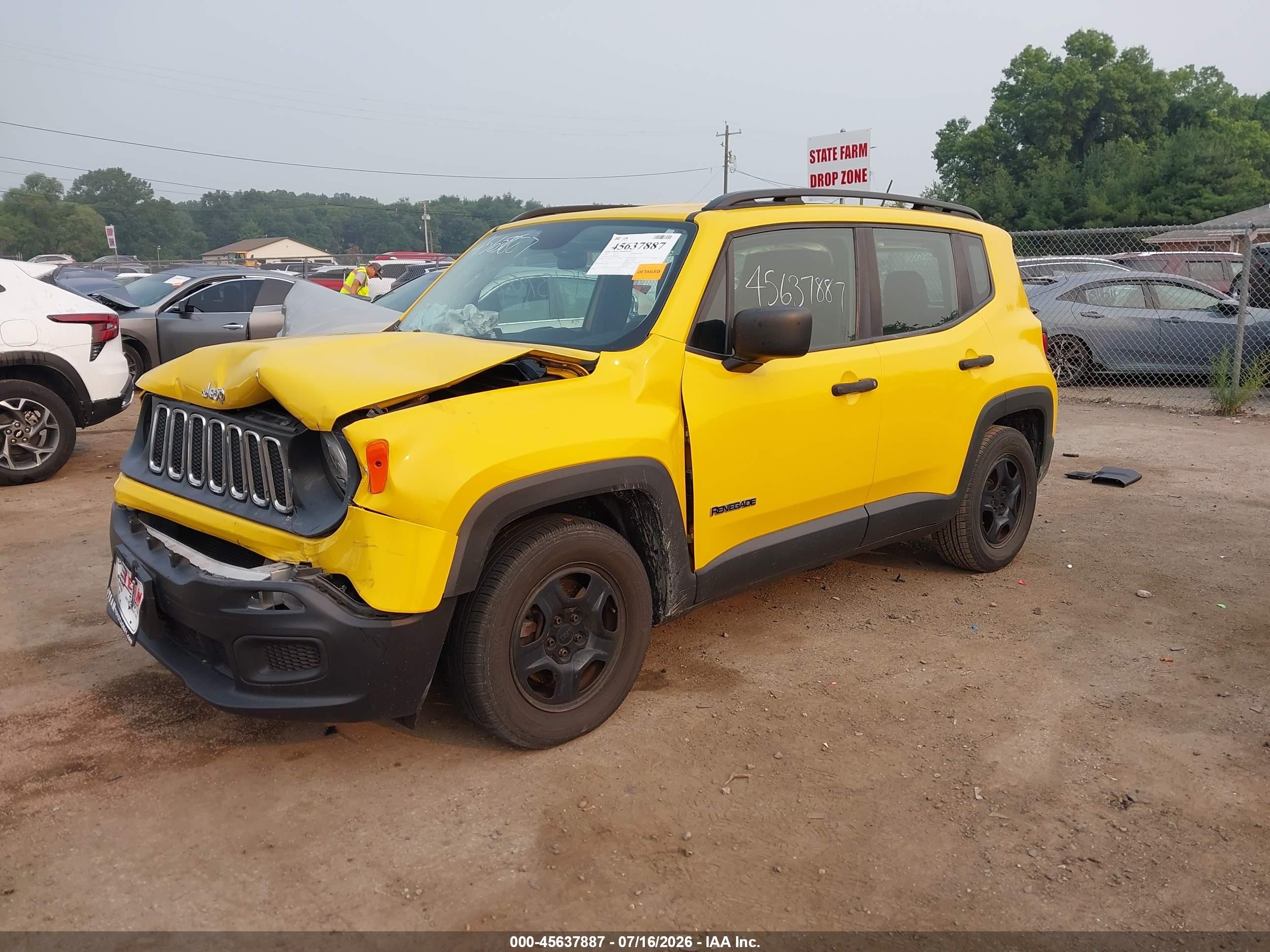 2015 Jeep Renegade Sport Yellow vin: ZACCJAAT0FPB56065