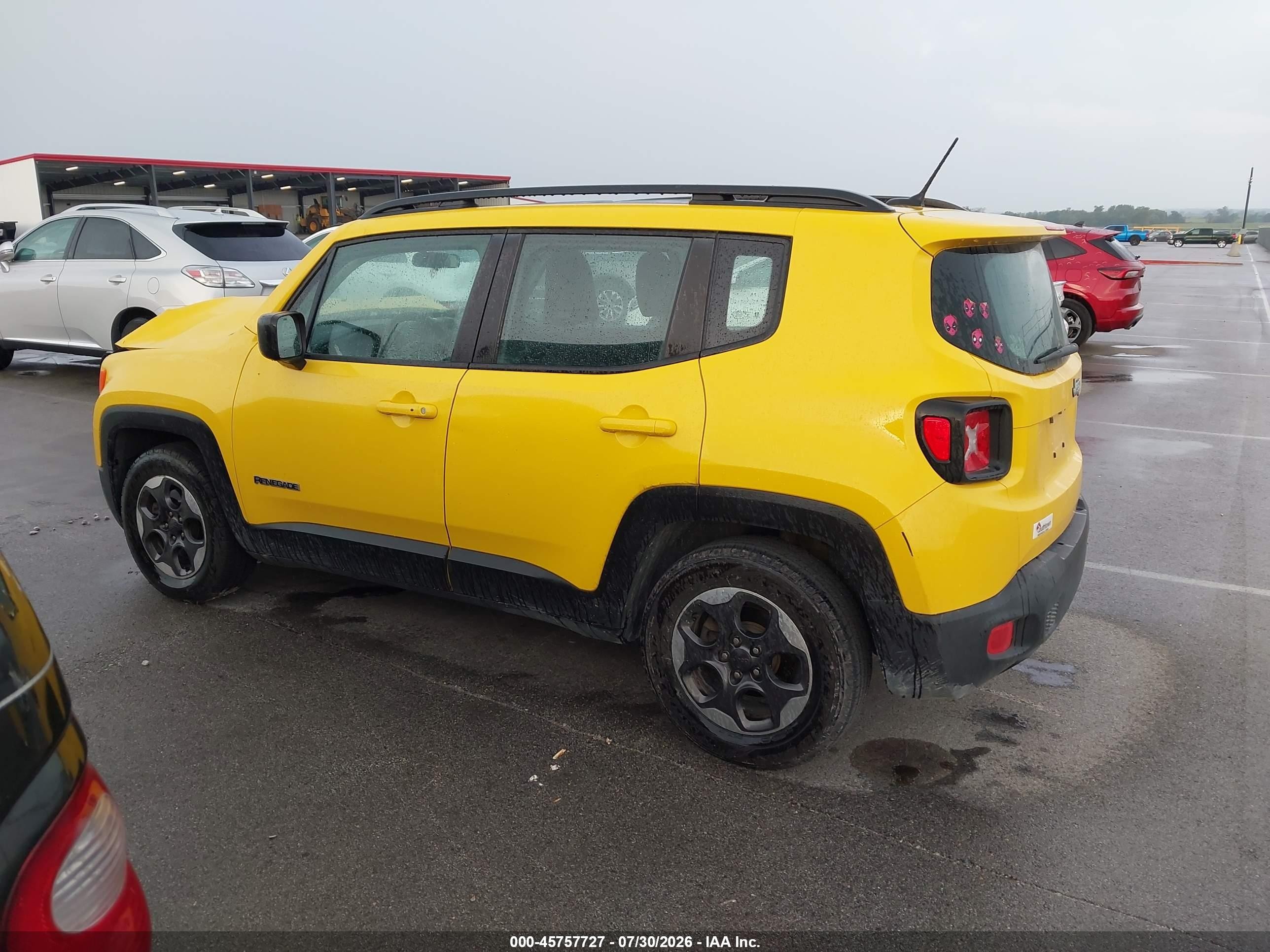 2016 Jeep Renegade Sport Yellow vin: ZACCJAAT0GPD14955
