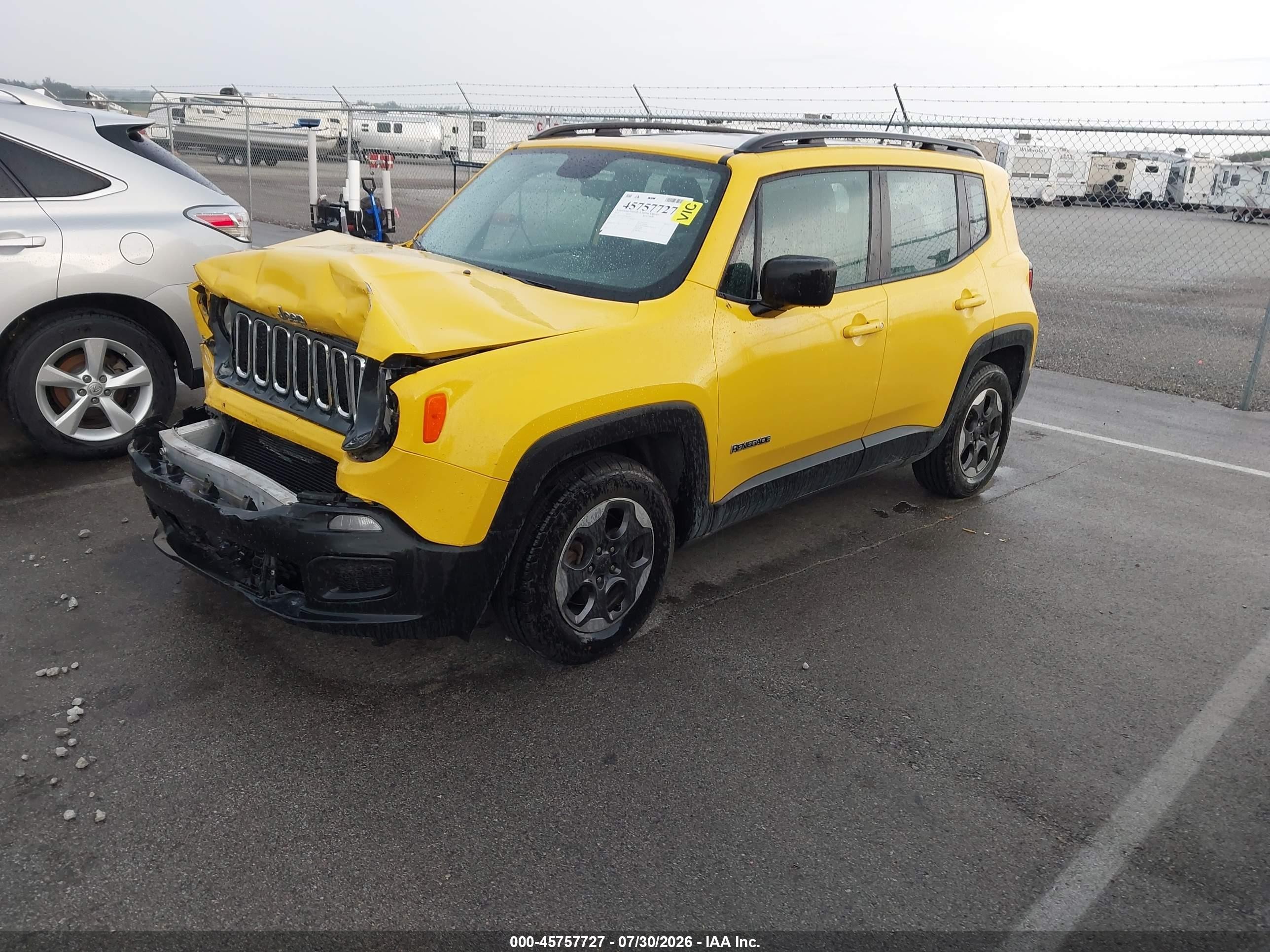 2016 Jeep Renegade Sport Yellow vin: ZACCJAAT0GPD14955