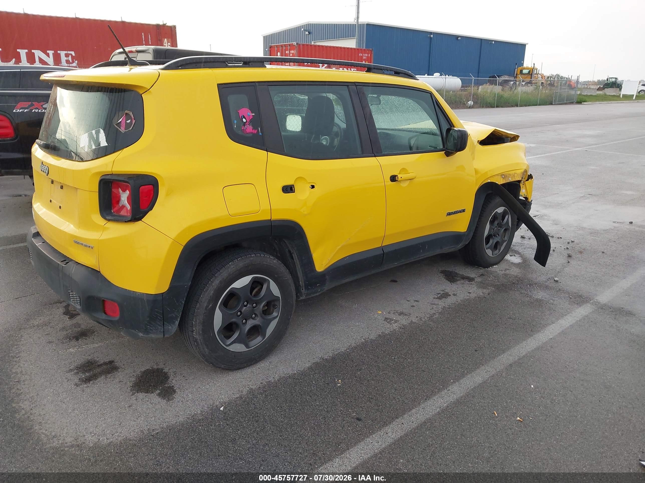 2016 Jeep Renegade Sport Yellow vin: ZACCJAAT0GPD14955