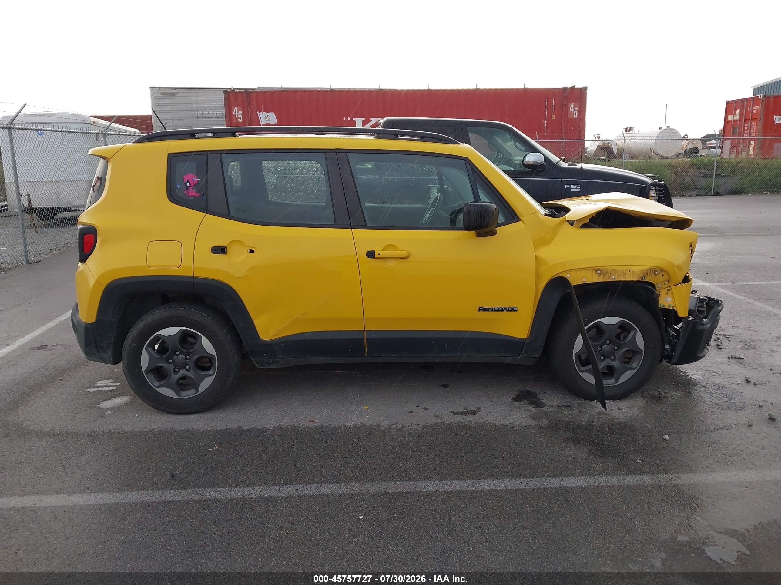 2016 Jeep Renegade Sport Yellow vin: ZACCJAAT0GPD14955