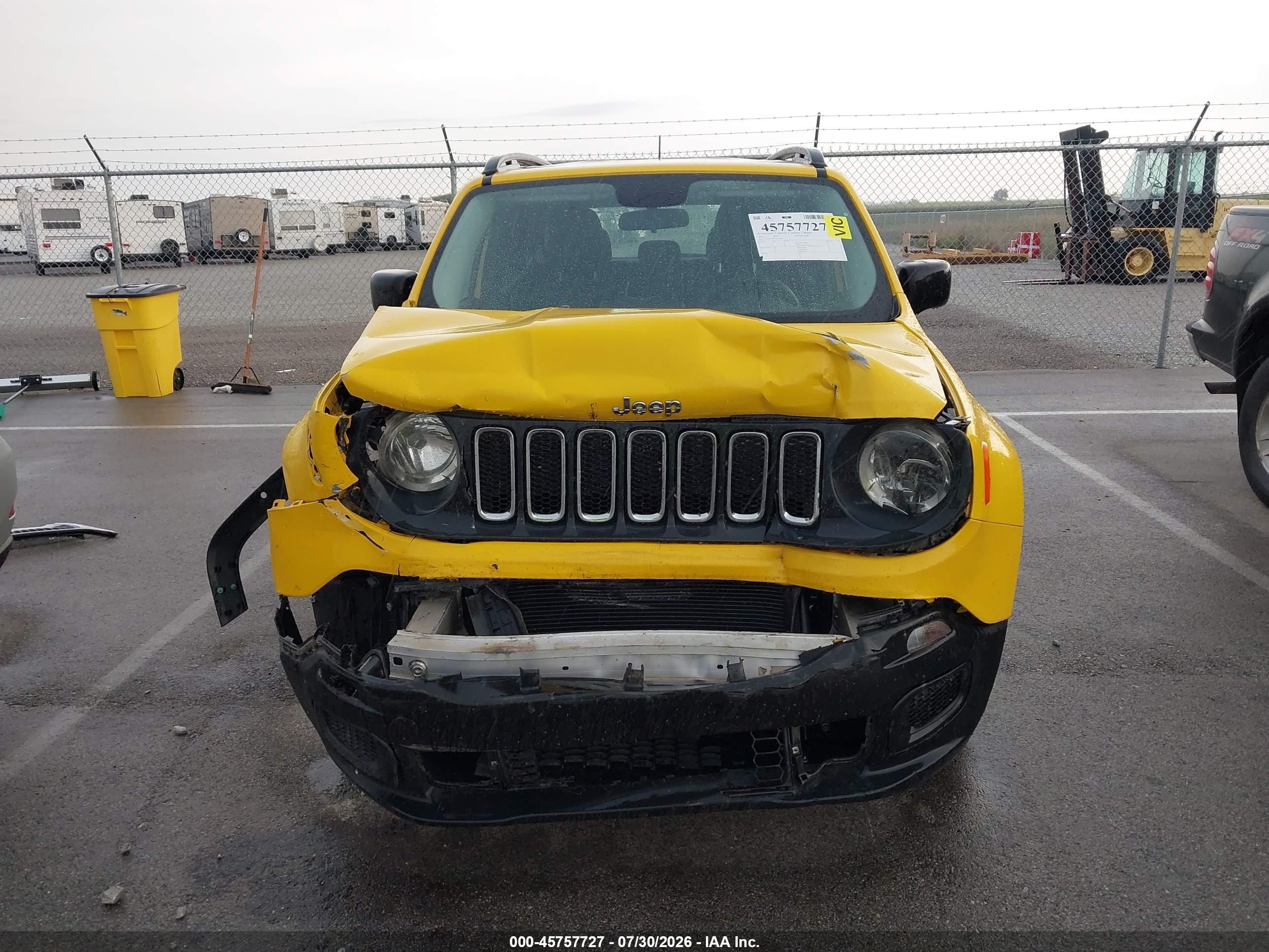 2016 Jeep Renegade Sport Yellow vin: ZACCJAAT0GPD14955