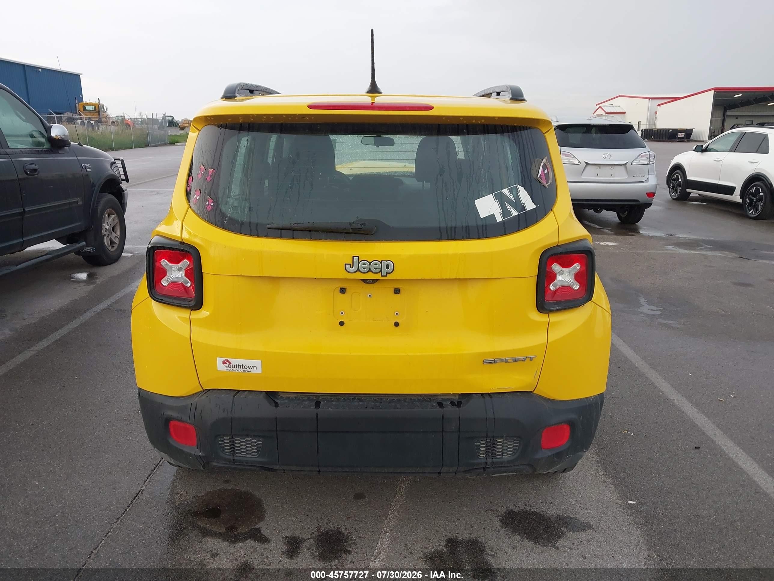 2016 Jeep Renegade Sport Yellow vin: ZACCJAAT0GPD14955