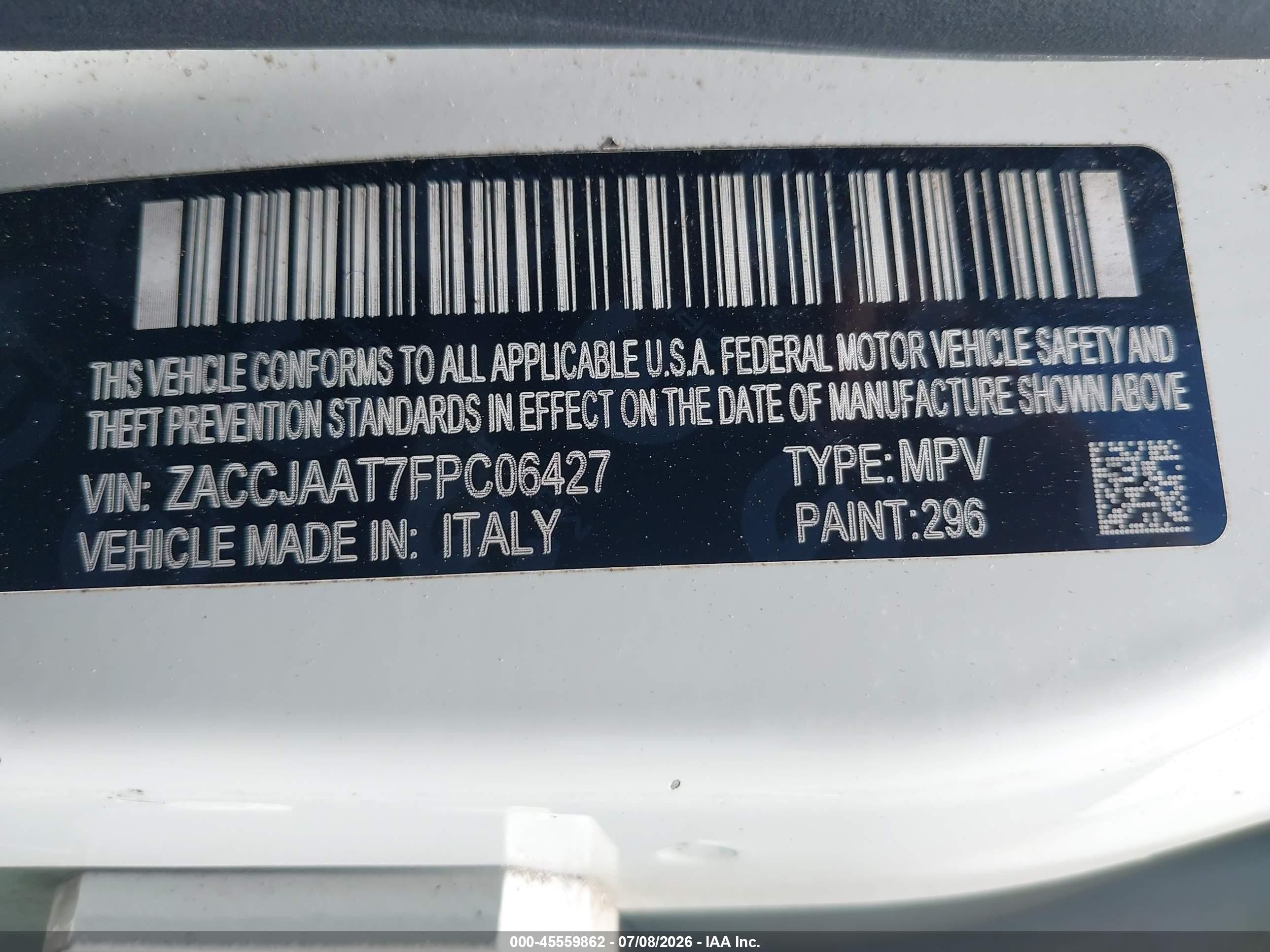 2015 Jeep Renegade Sport White vin: ZACCJAAT7FPC06427