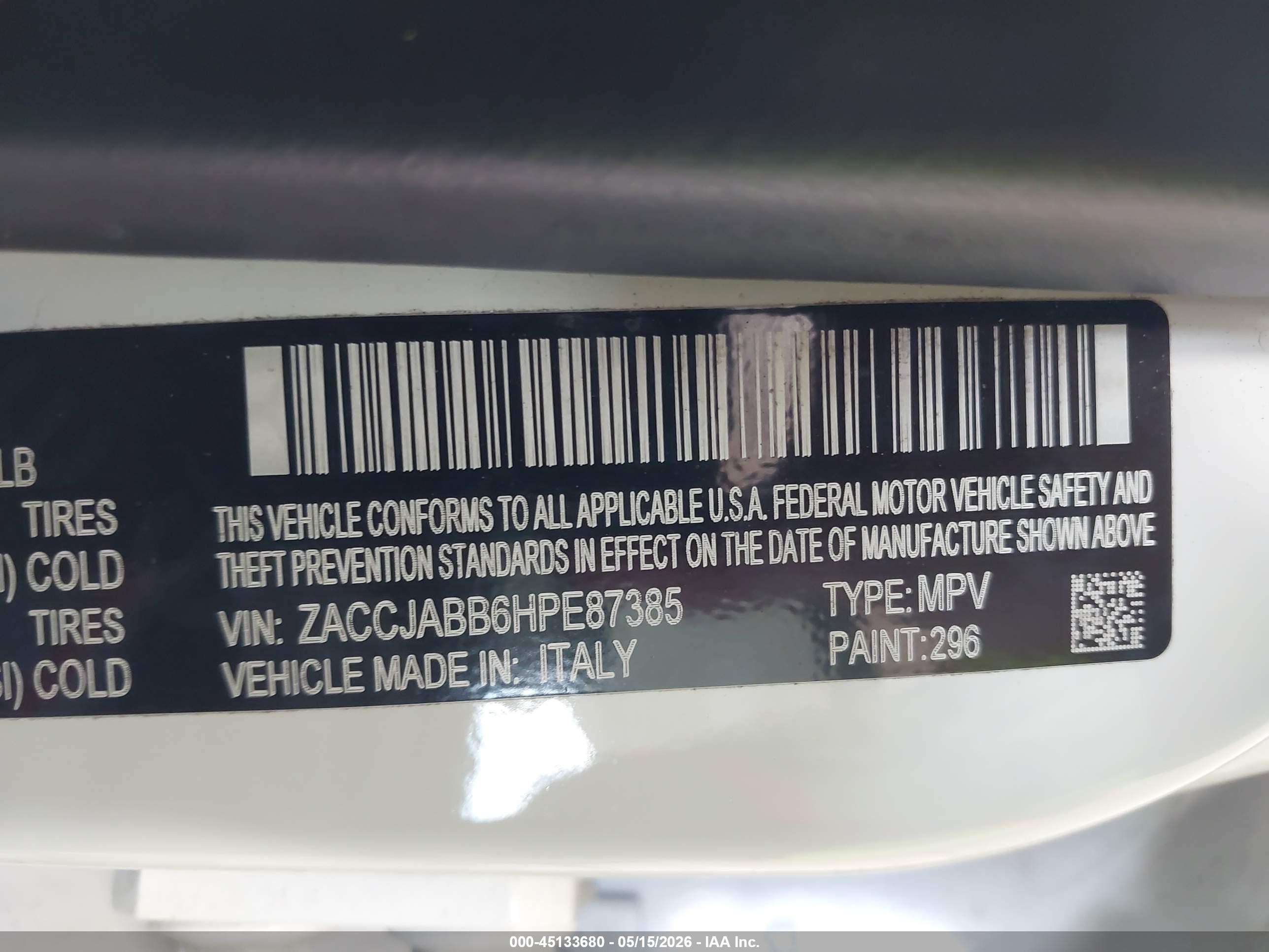 2017 Jeep Renegade Latitude Fwd Белый vin: ZACCJABB6HPE87385