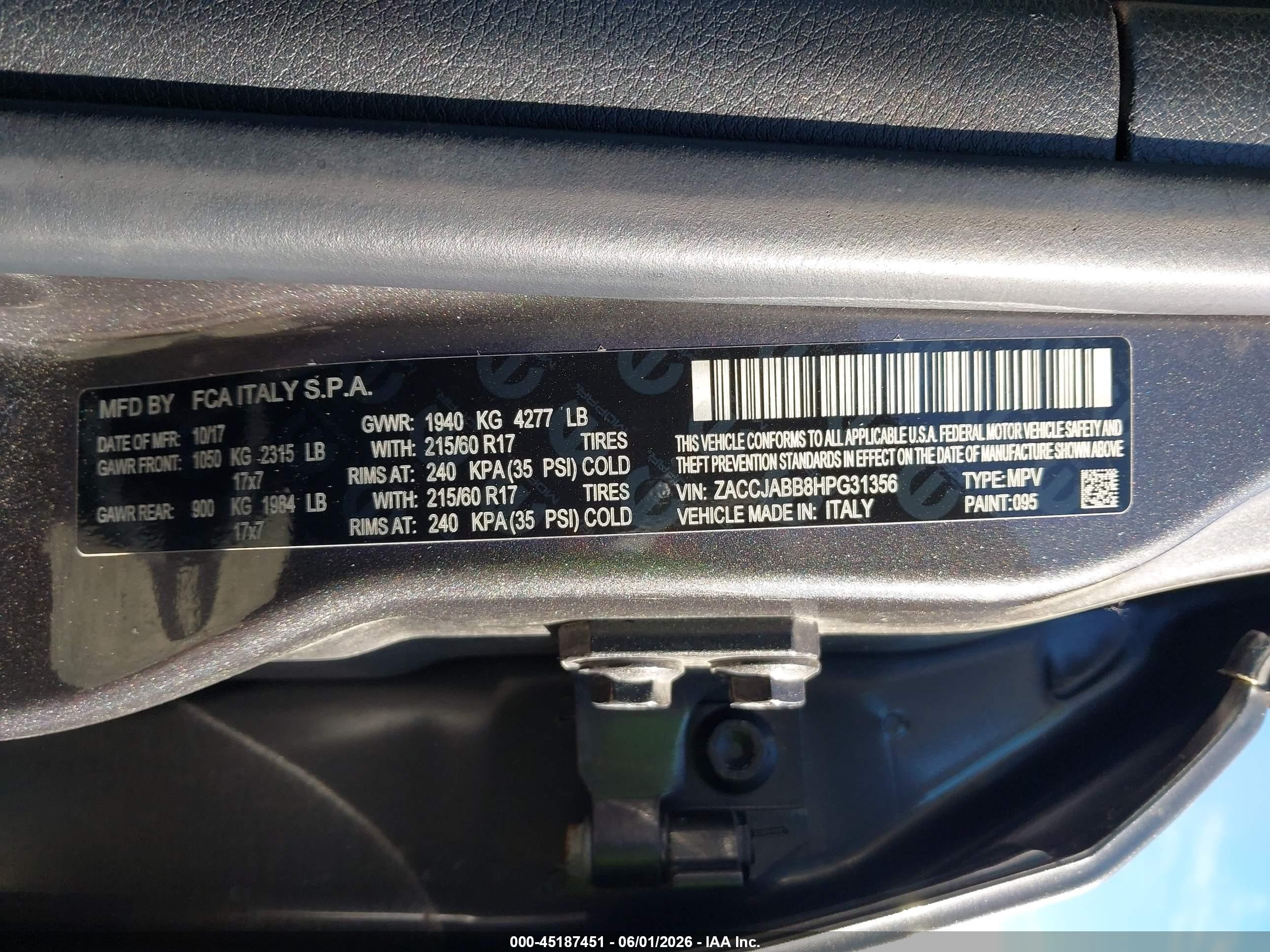 2017 Jeep Renegade Latitude Fwd Gray vin: ZACCJABB8HPG31356