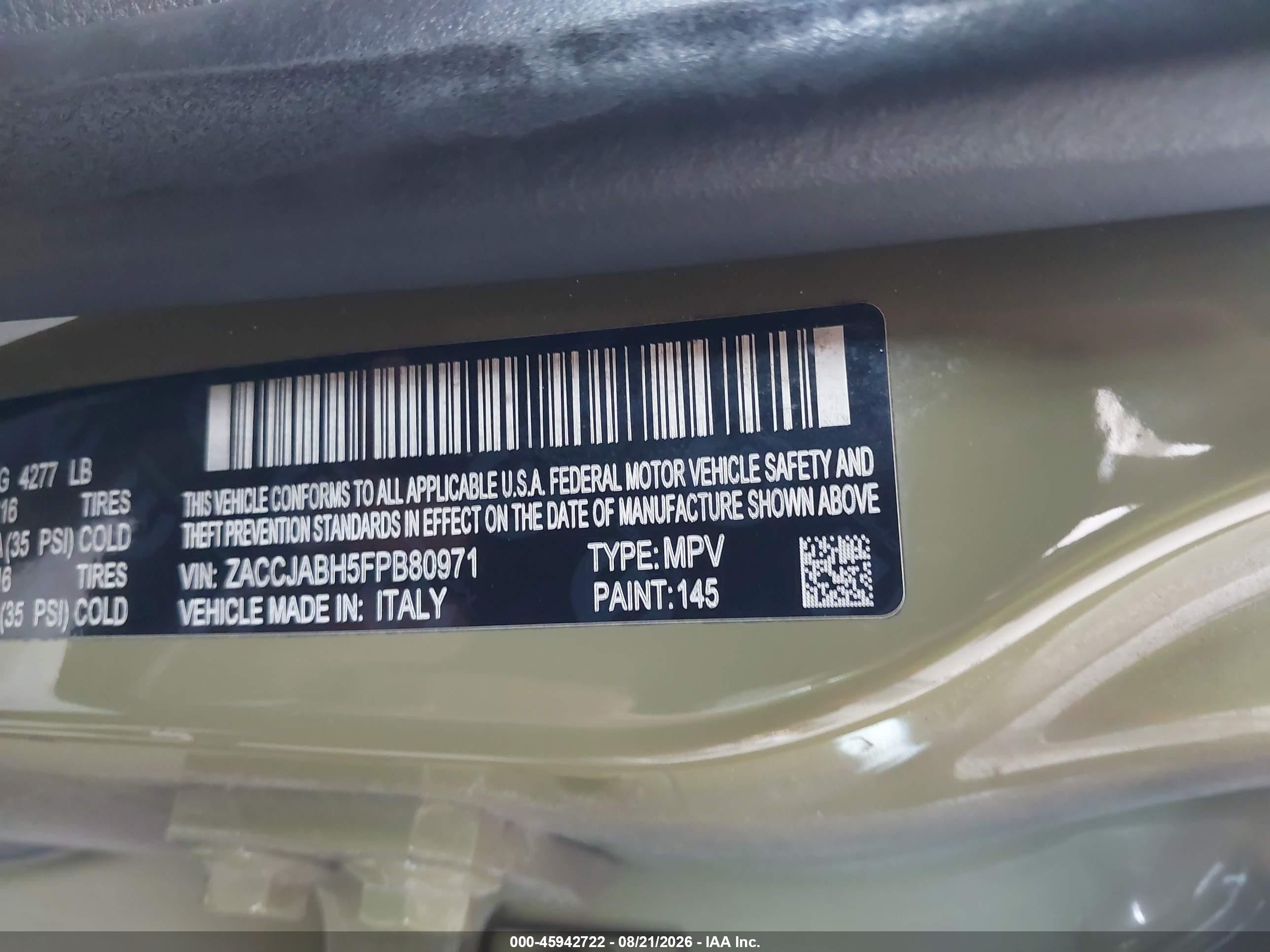2015 Jeep Renegade Latitude Зеленый vin: ZACCJABH5FPB80971