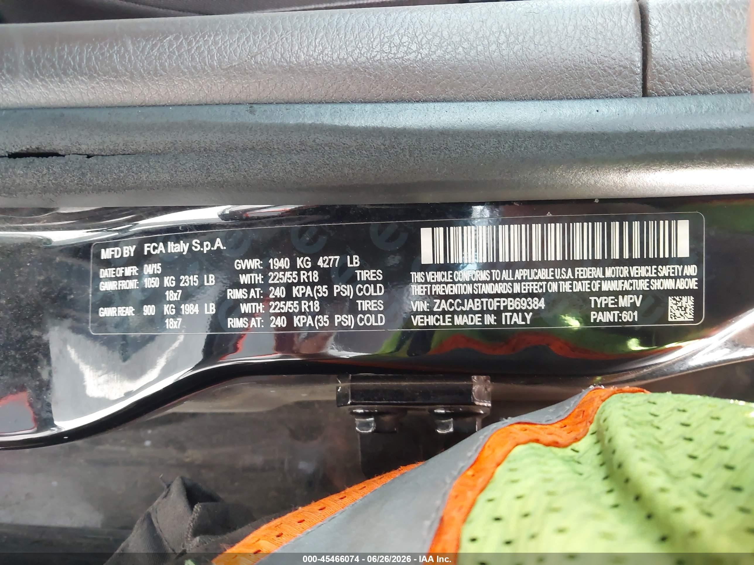 2015 Jeep Renegade Latitude Black vin: ZACCJABT0FPB69384