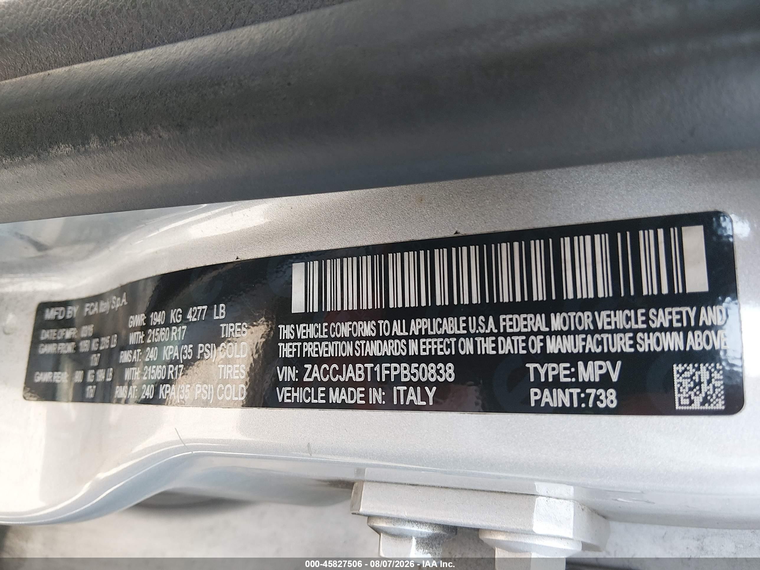 2015 Jeep Renegade Latitude Silver vin: ZACCJABT1FPB50838