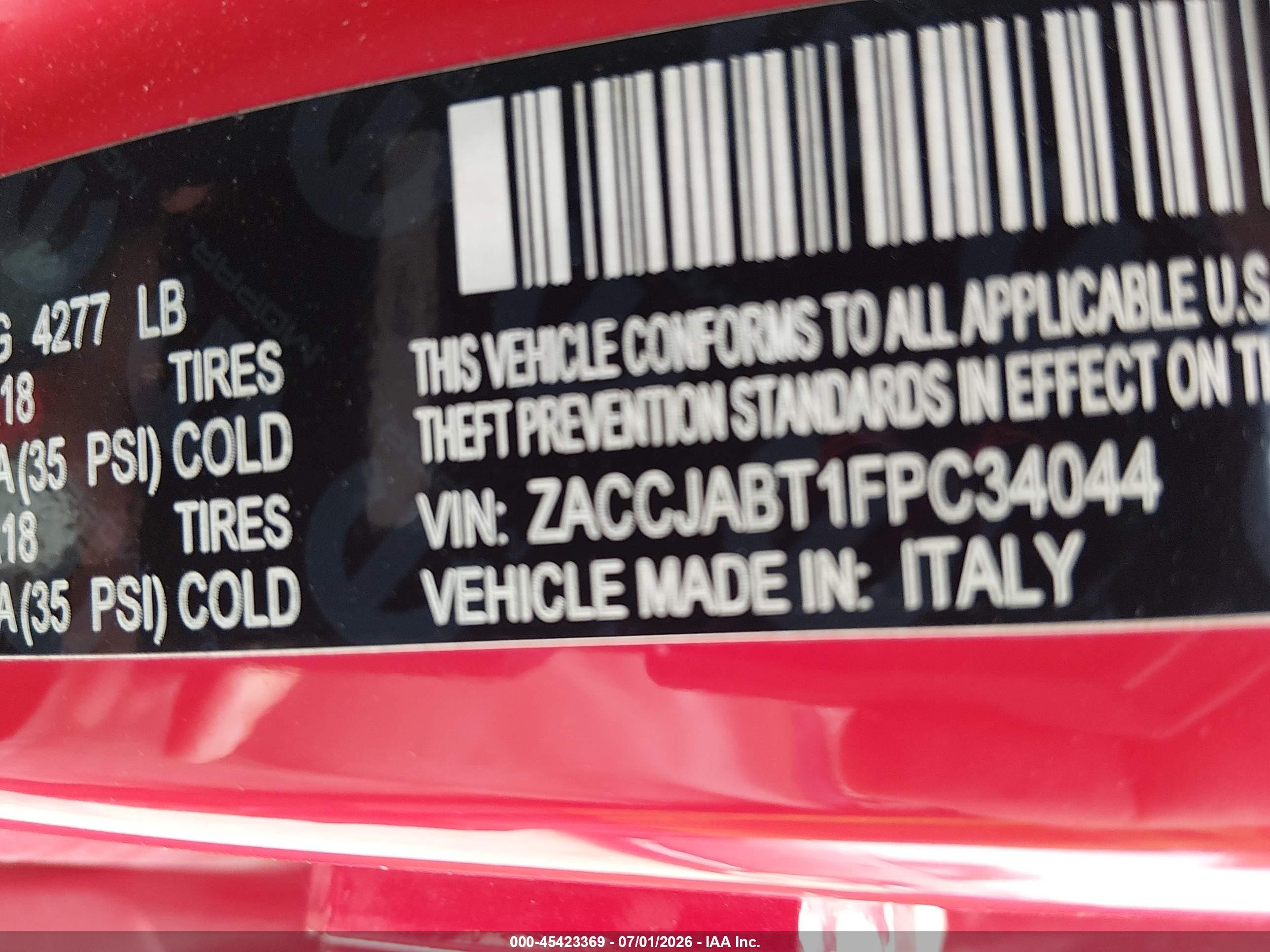 2015 Jeep Renegade Latitude Red vin: ZACCJABT1FPC34044