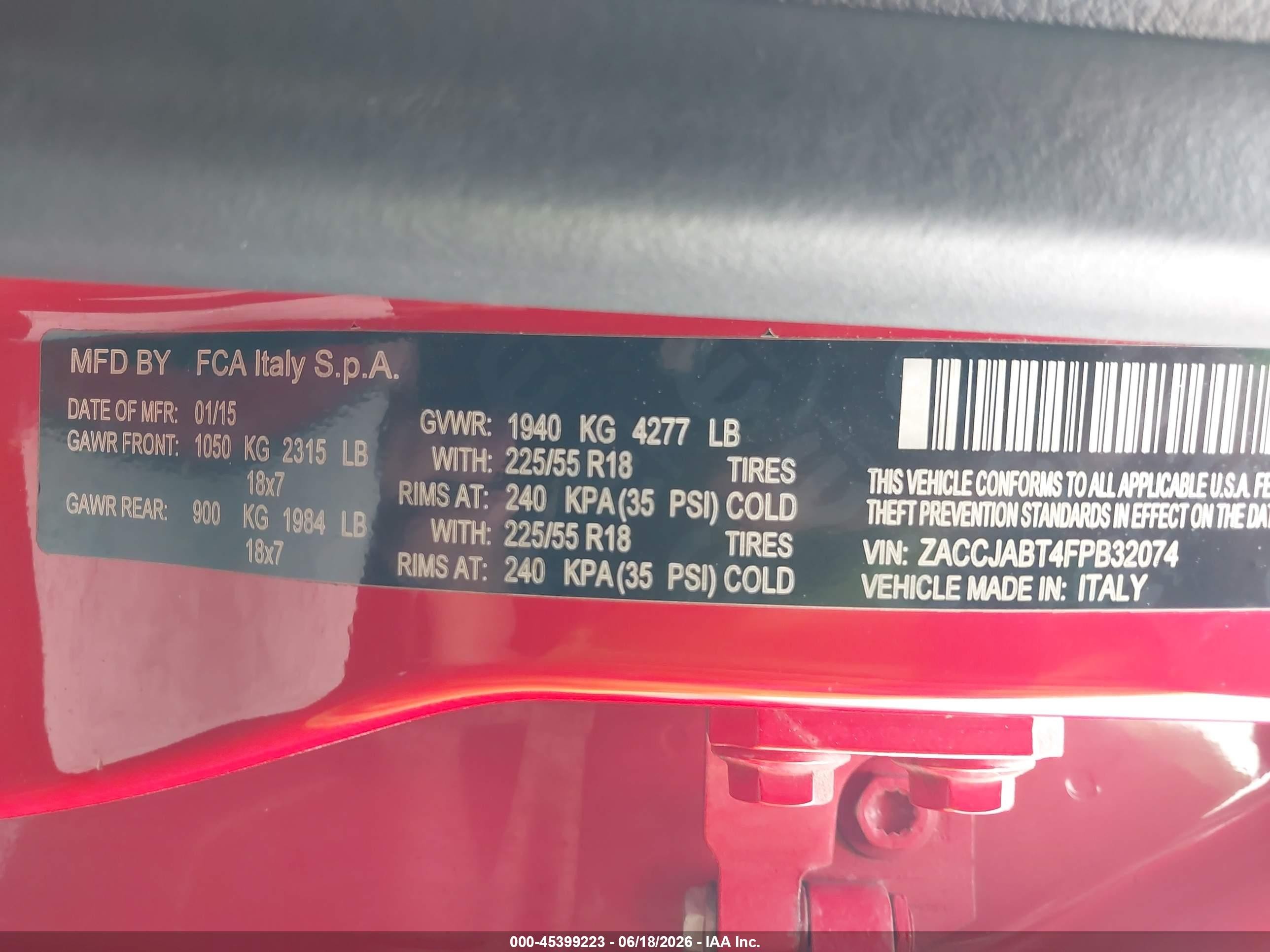 2015 Jeep Renegade Latitude Red vin: ZACCJABT4FPB32074