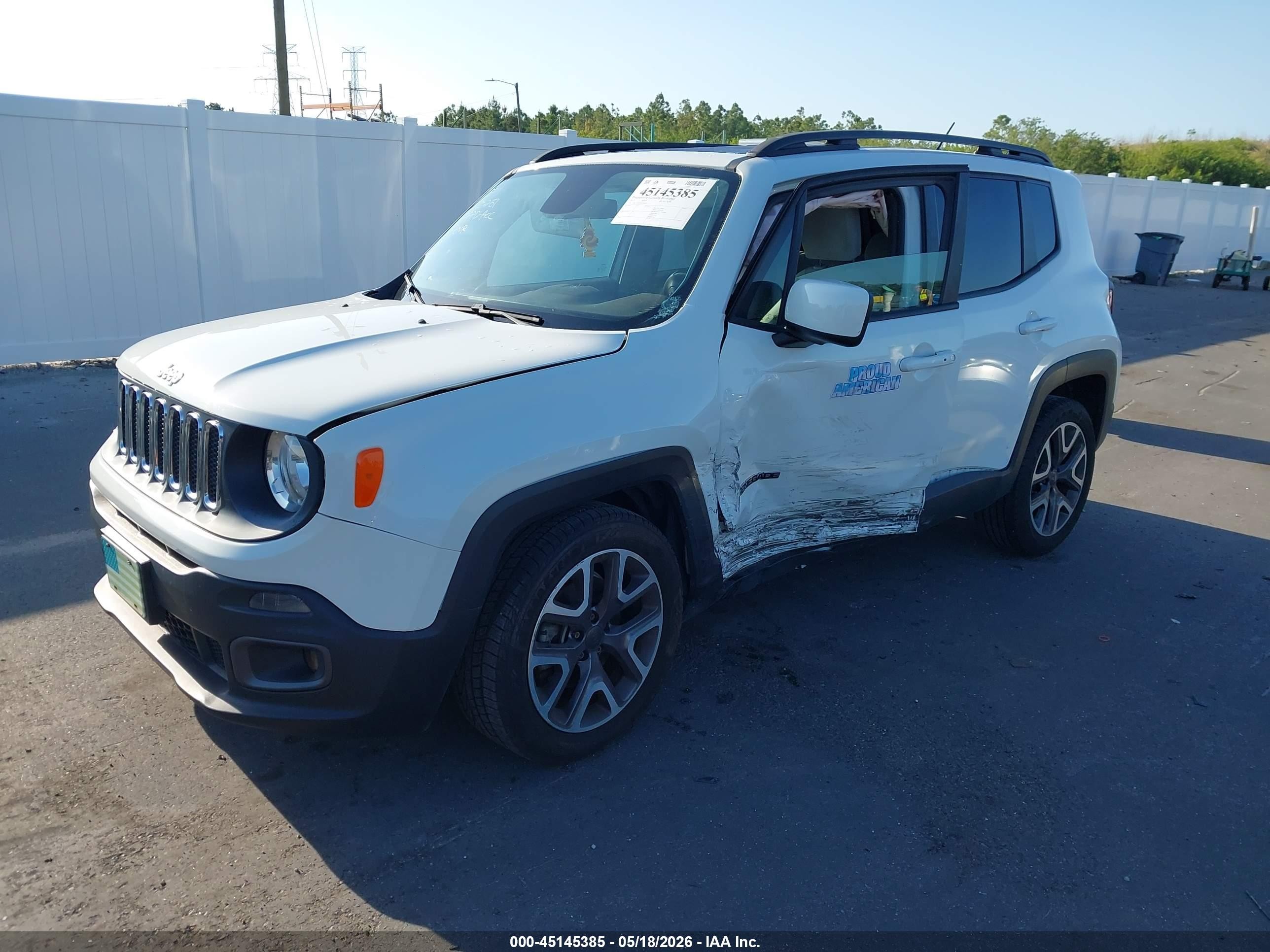 2015 Jeep Renegade North White vin: ZACCJABT8FPB96845