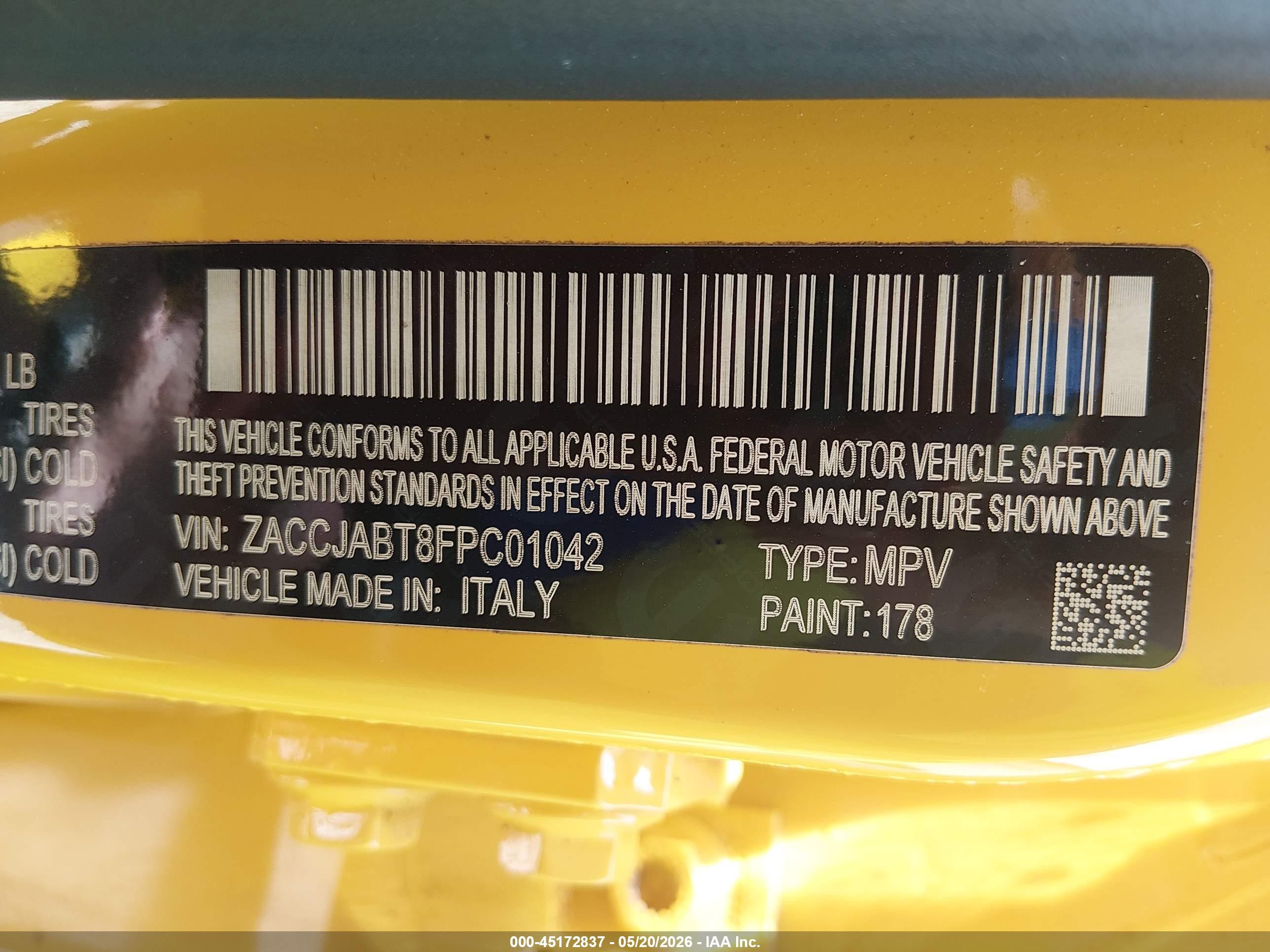2015 Jeep Renegade Latitude Yellow vin: ZACCJABT8FPC01042