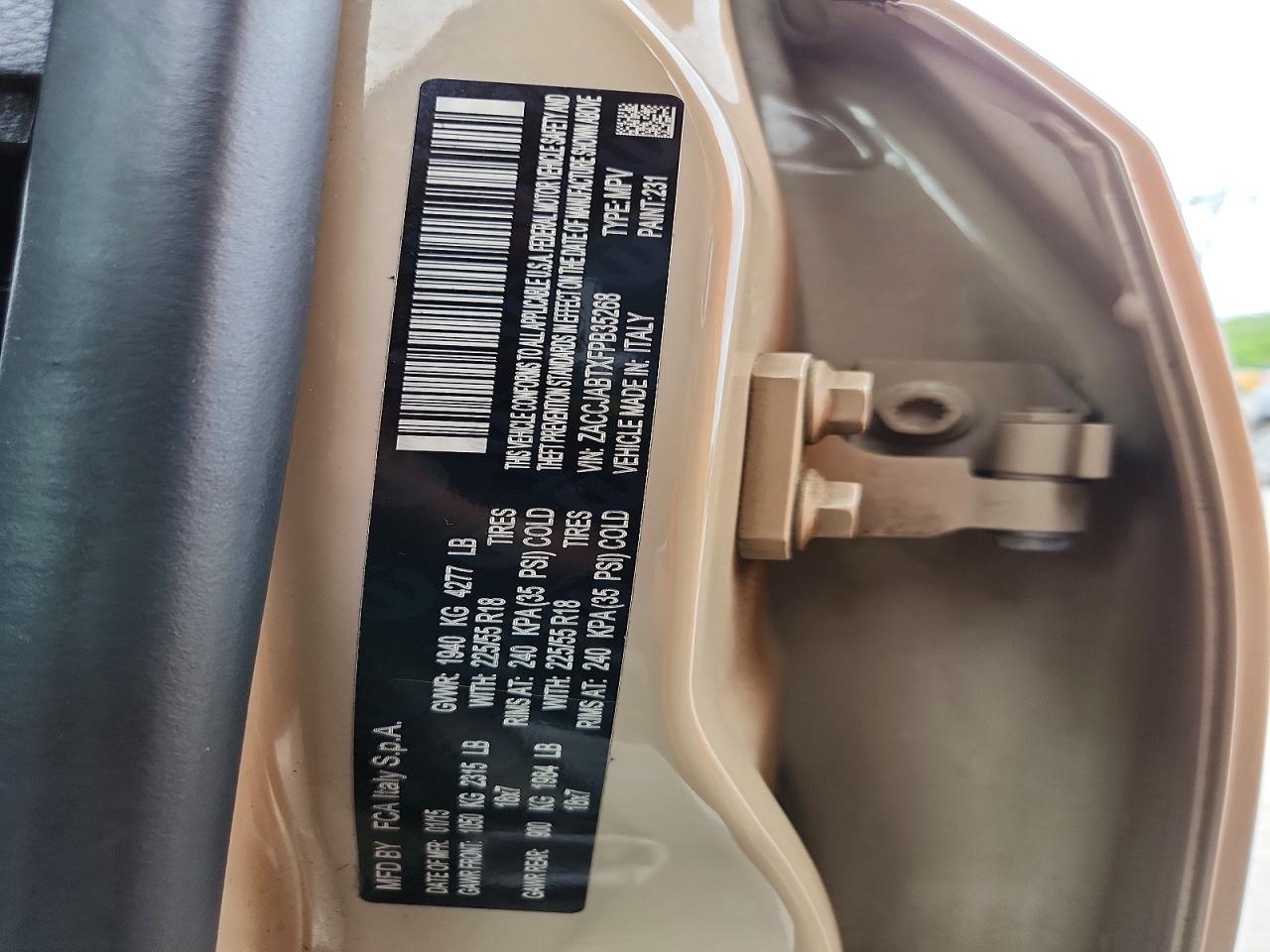 2015 Jeep Renegade Latitude Tan vin: ZACCJABTXFPB35268