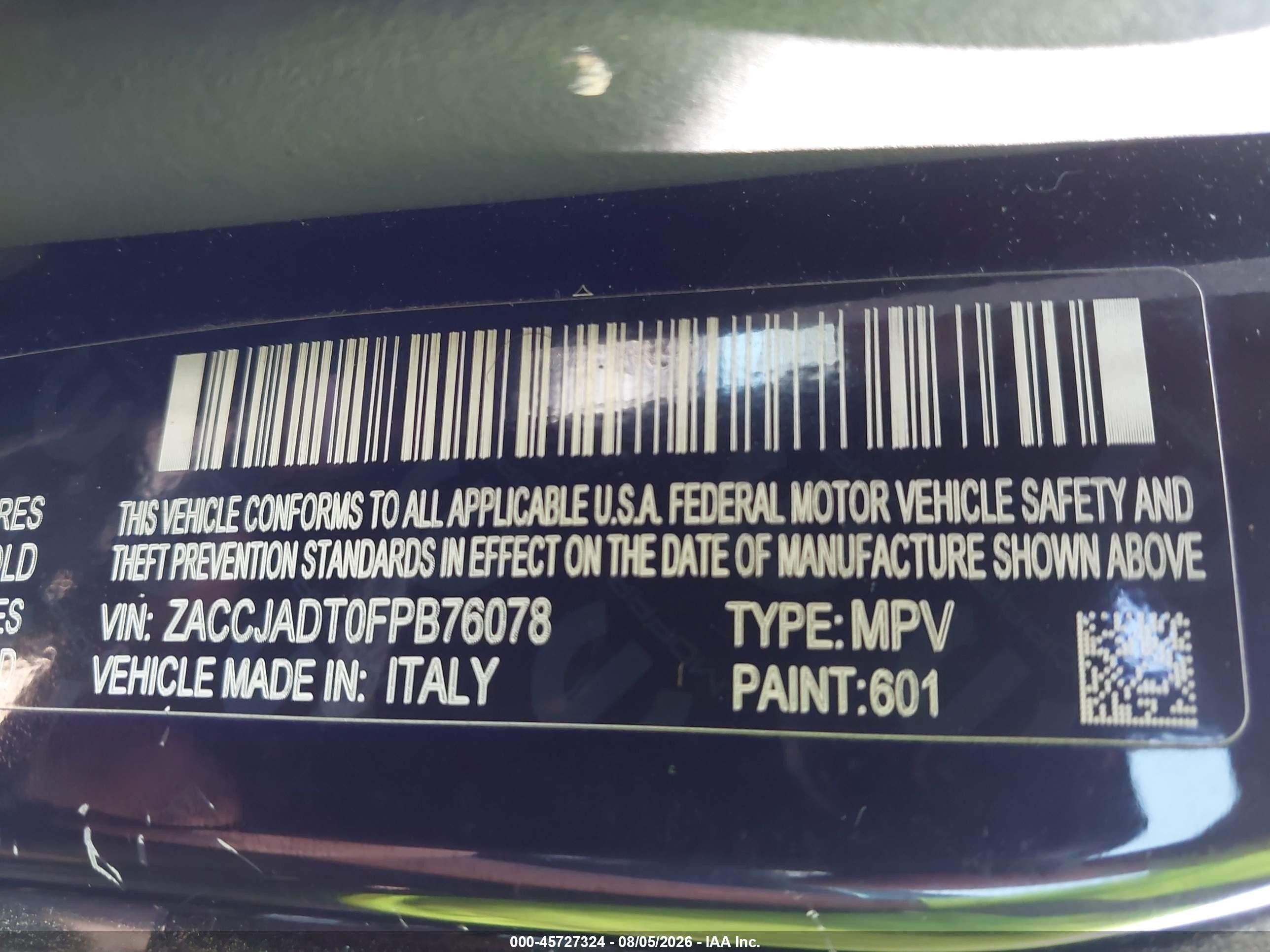 2015 Jeep Renegade Limited Black vin: ZACCJADT0FPB76078