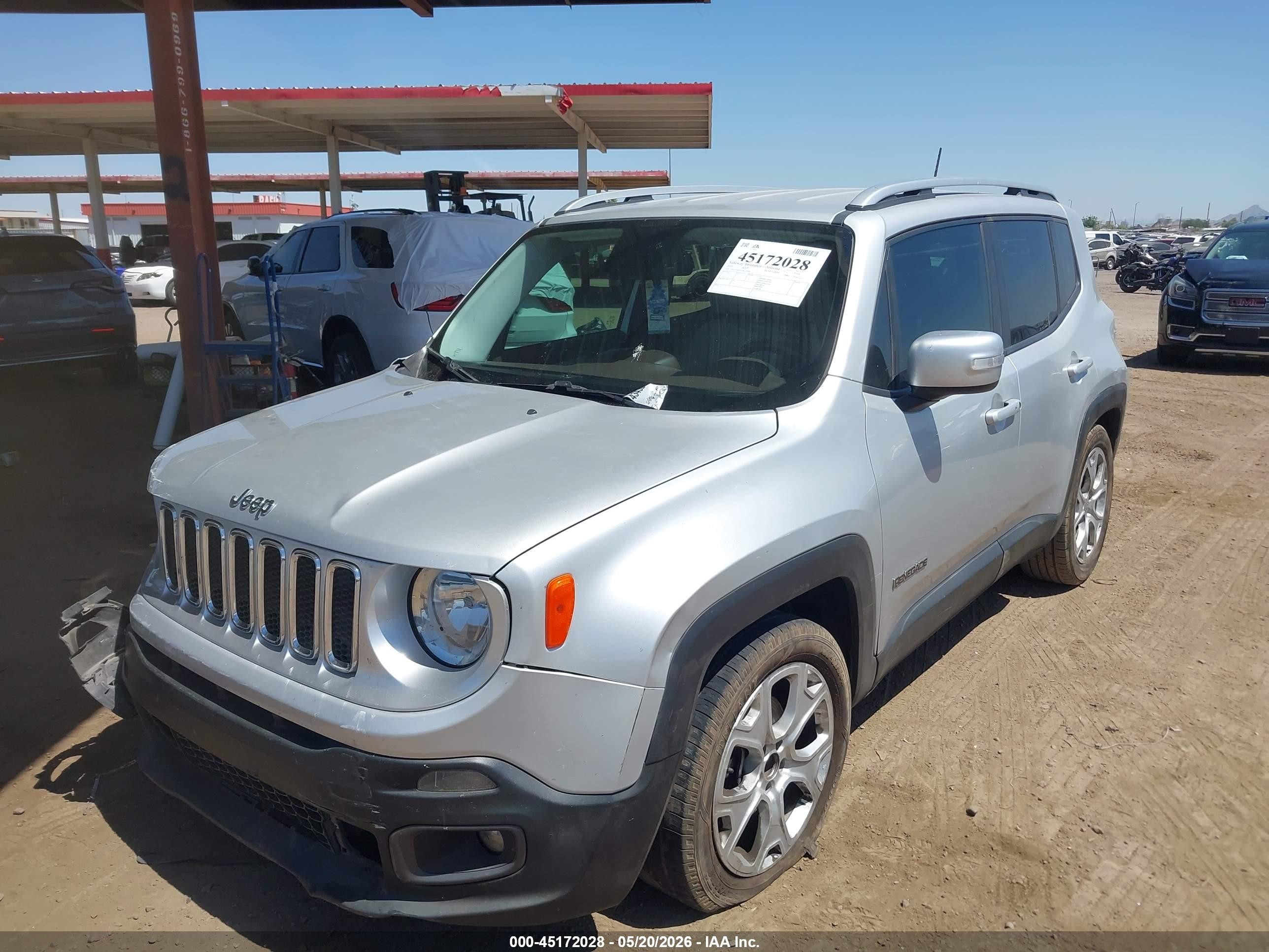 2015 Jeep Renegade Limited Gray vin: ZACCJADT1FPC22490