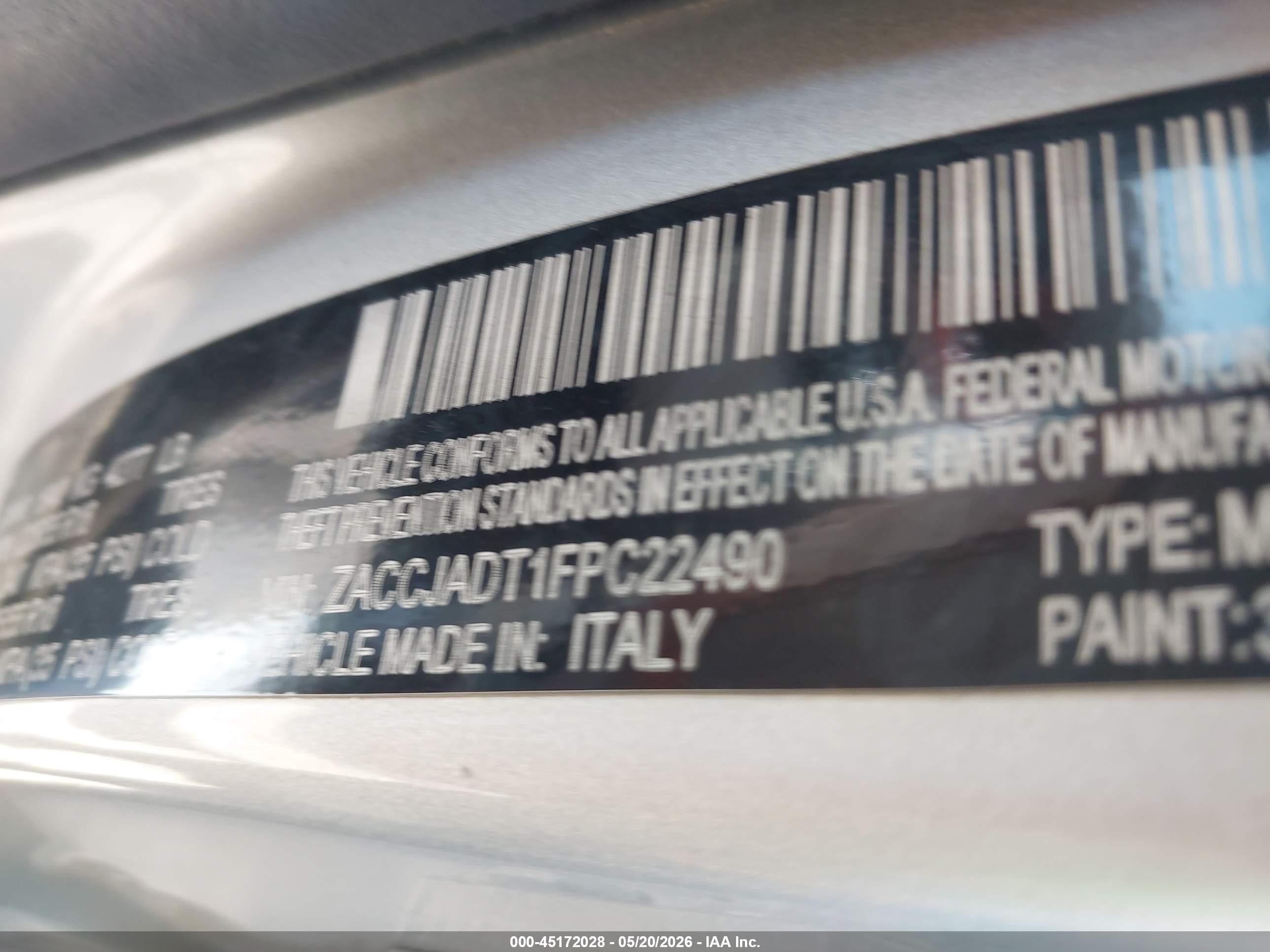 2015 Jeep Renegade Limited Gray vin: ZACCJADT1FPC22490