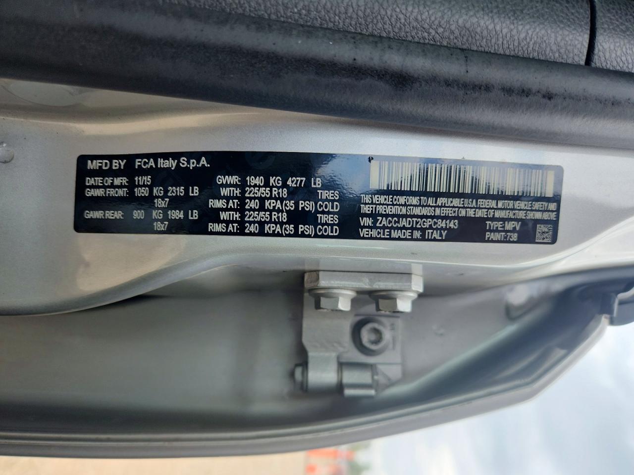 2016 Jeep Renegade Limited Silver vin: ZACCJADT2GPC84143