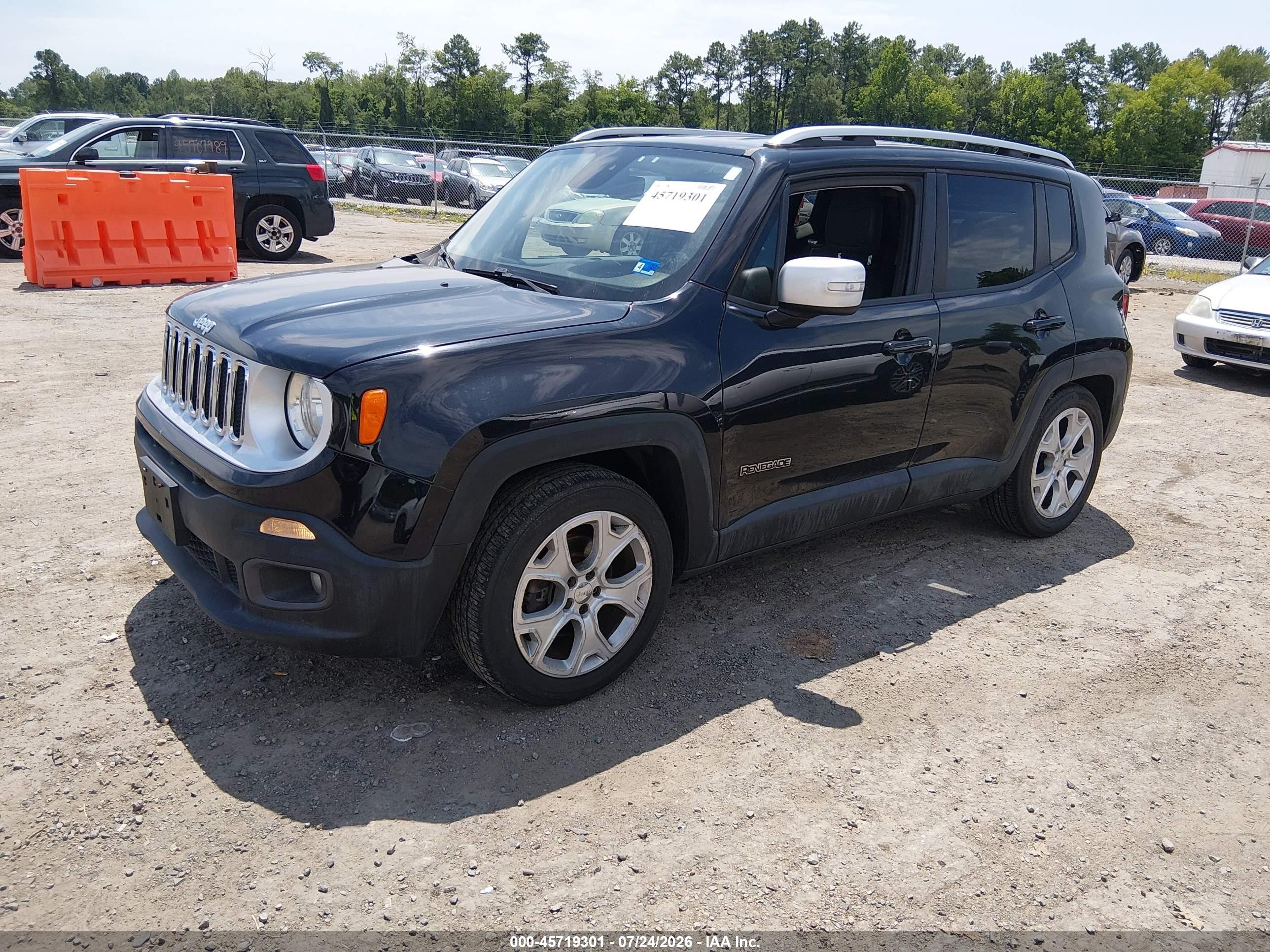 2015 Jeep Renegade Limited Black vin: ZACCJADT7FPB93898