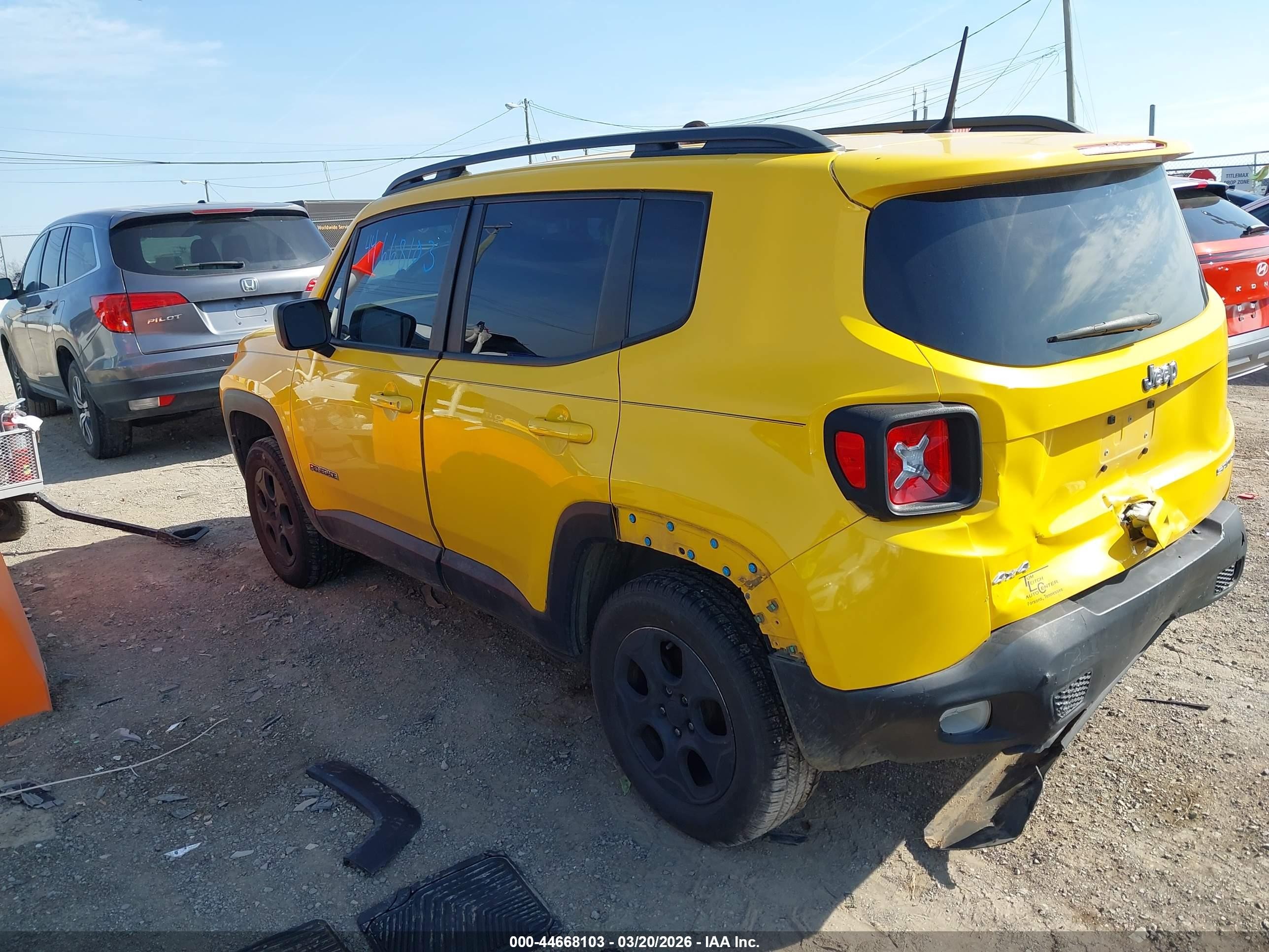 2018 Jeep Renegade Sport 4x4 Yellow vin: ZACCJBAB3JPH50445