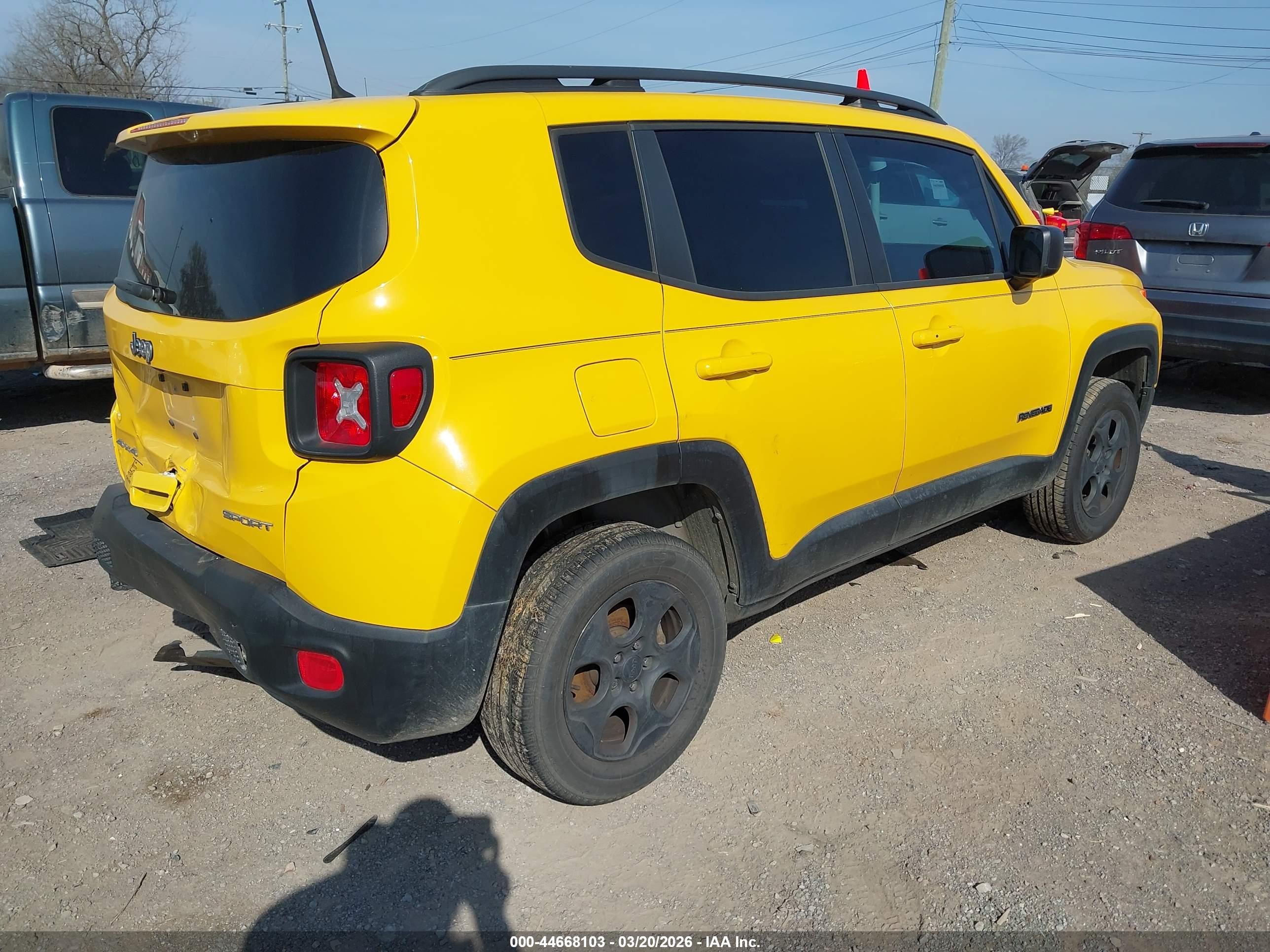 2018 Jeep Renegade Sport 4x4 Yellow vin: ZACCJBAB3JPH50445