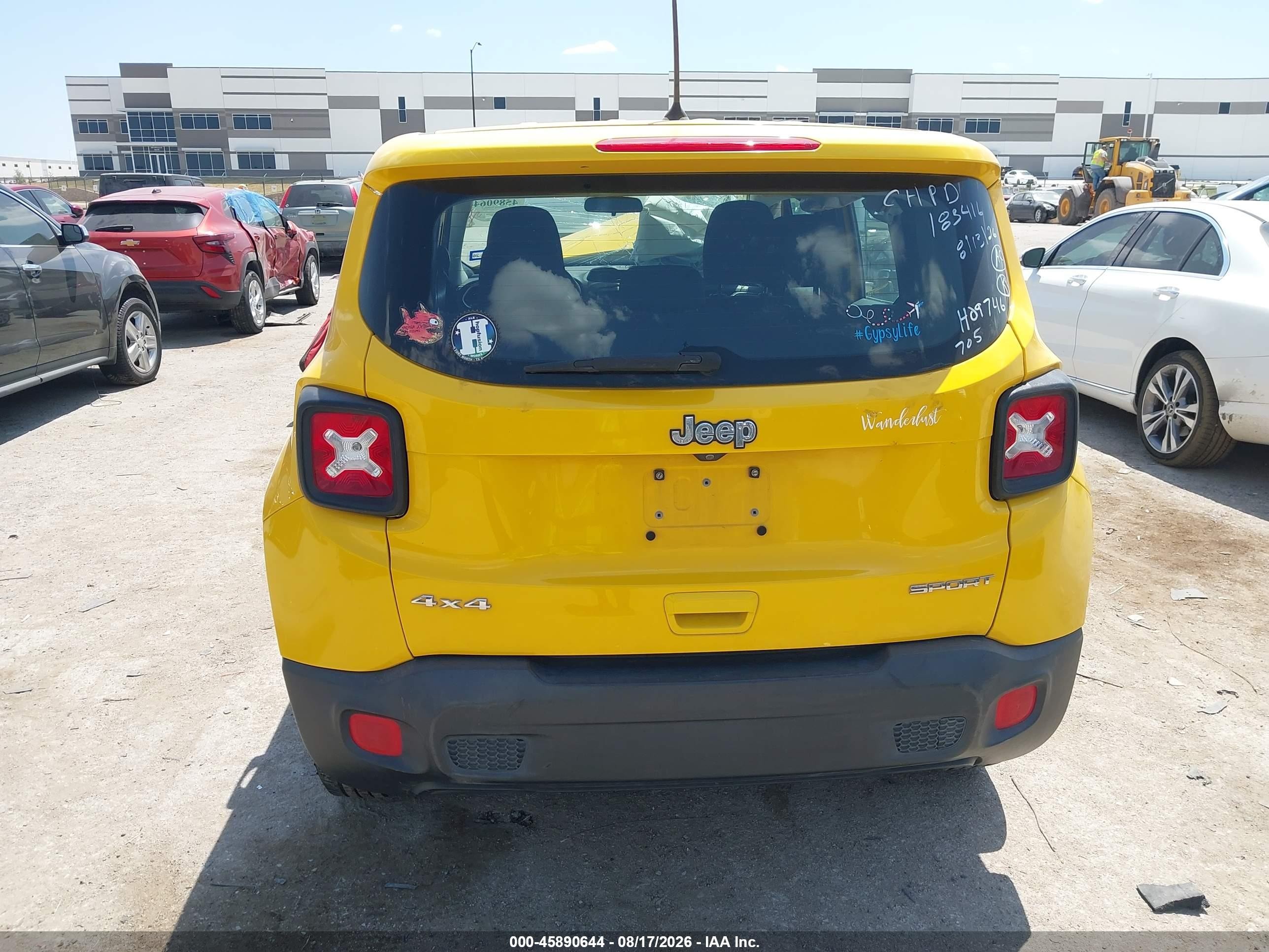 2018 Jeep Renegade Sport 4x4 Yellow vin: ZACCJBABXJPH09746