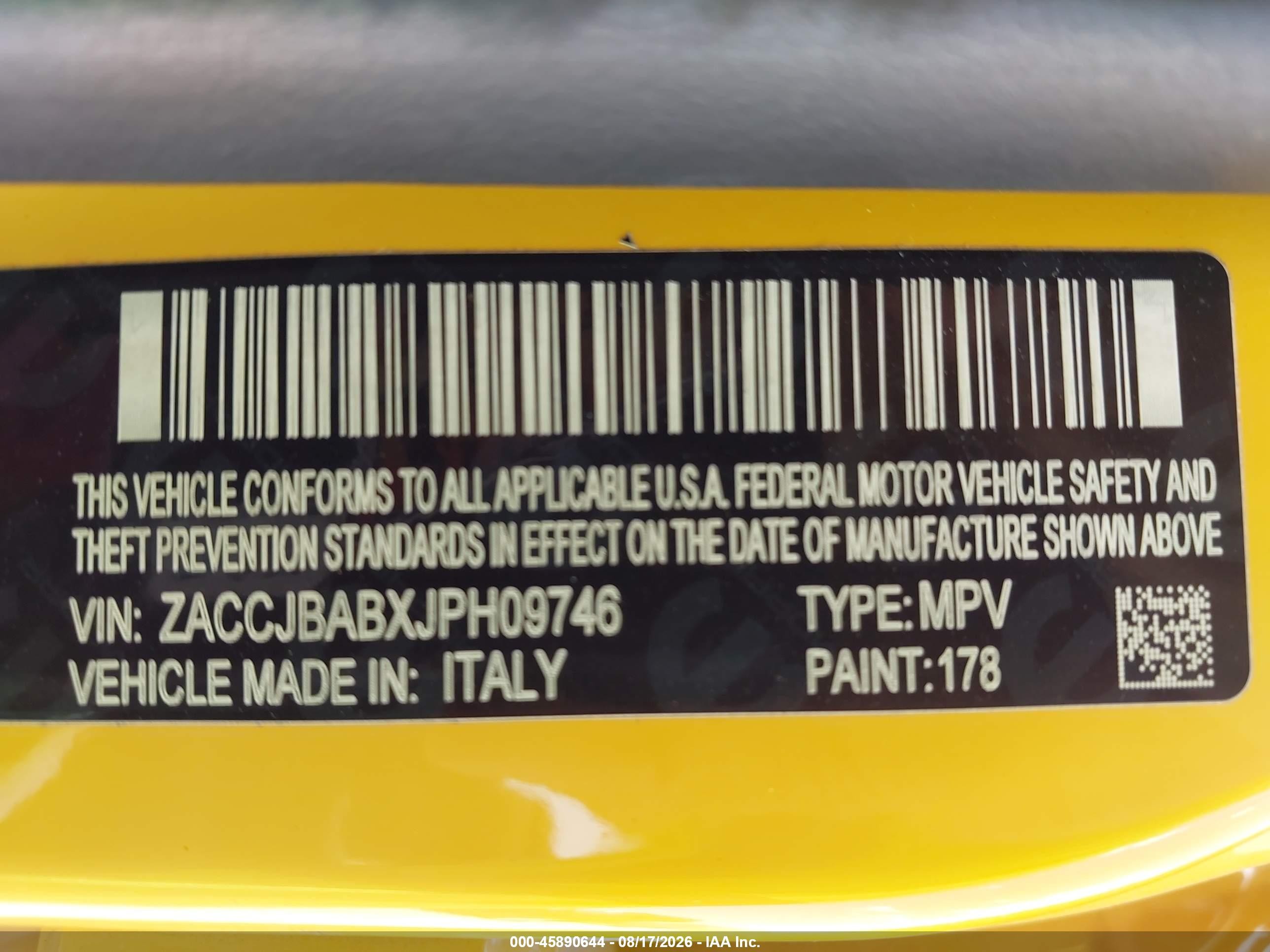 2018 Jeep Renegade Sport 4x4 Yellow vin: ZACCJBABXJPH09746