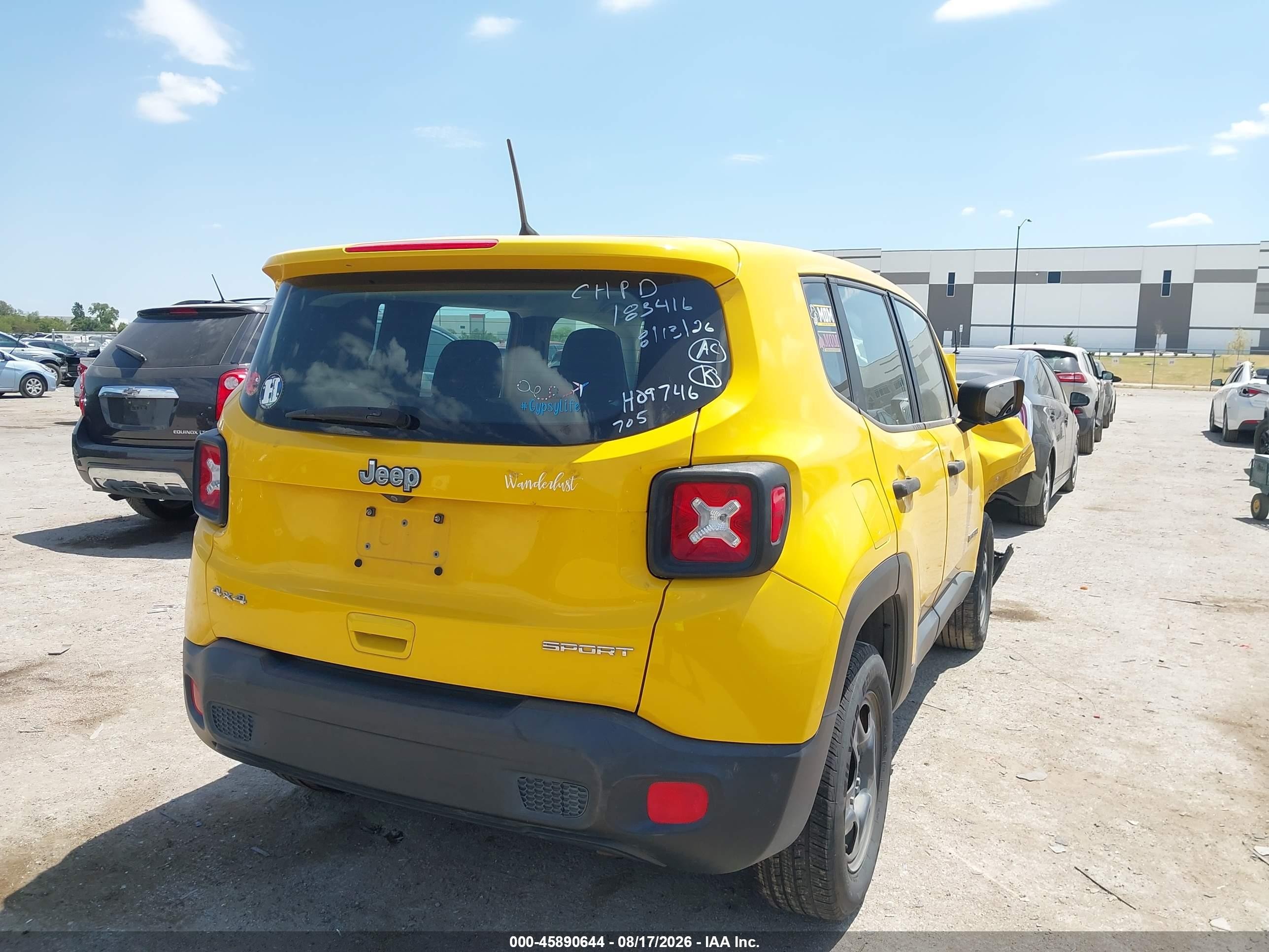 2018 Jeep Renegade Sport 4x4 Yellow vin: ZACCJBABXJPH09746