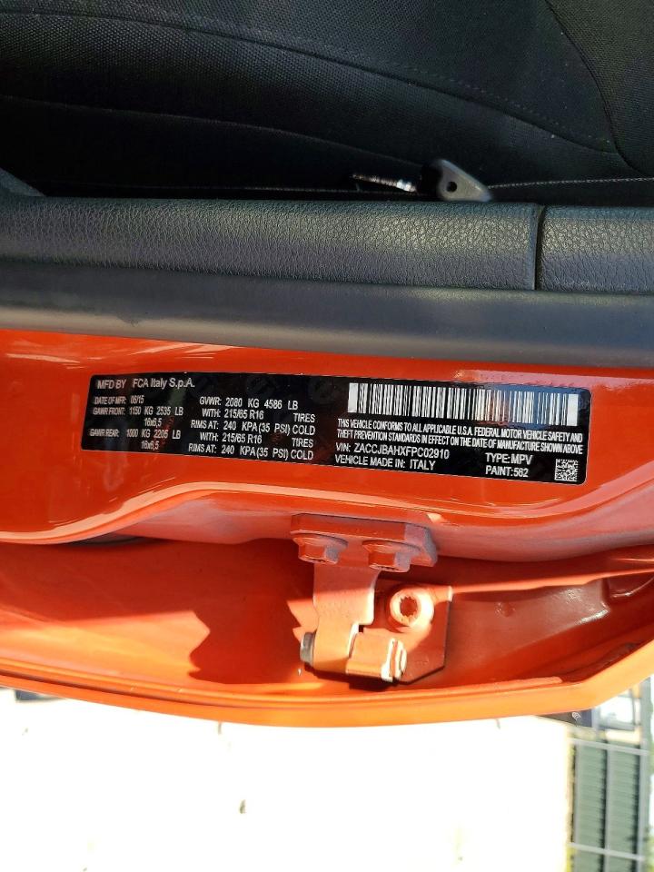 2015 Jeep Renegade Sport Orange vin: ZACCJBAHXFPC02910