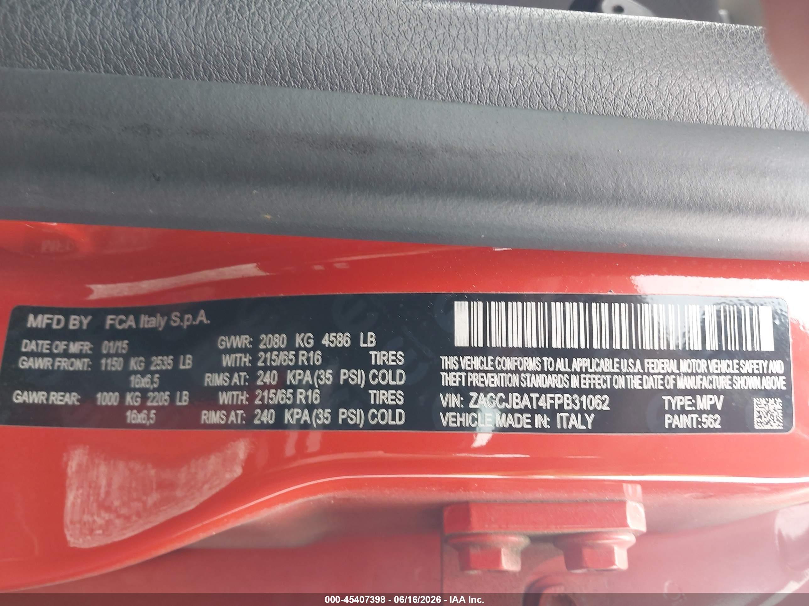 2015 Jeep Renegade Sport Orange vin: ZACCJBAT4FPB31062