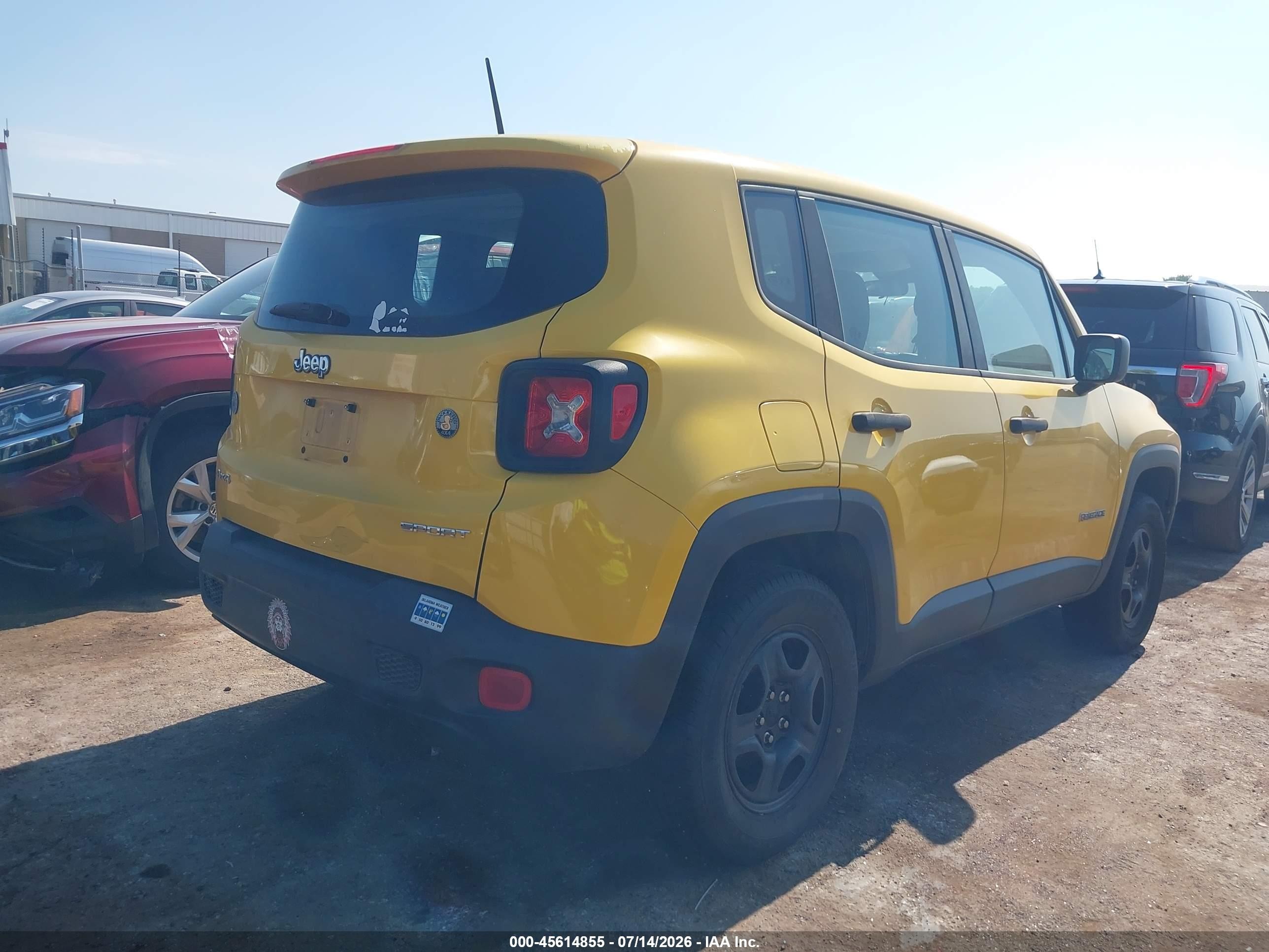 2015 Jeep Renegade Sport Yellow vin: ZACCJBAT8FPC13585