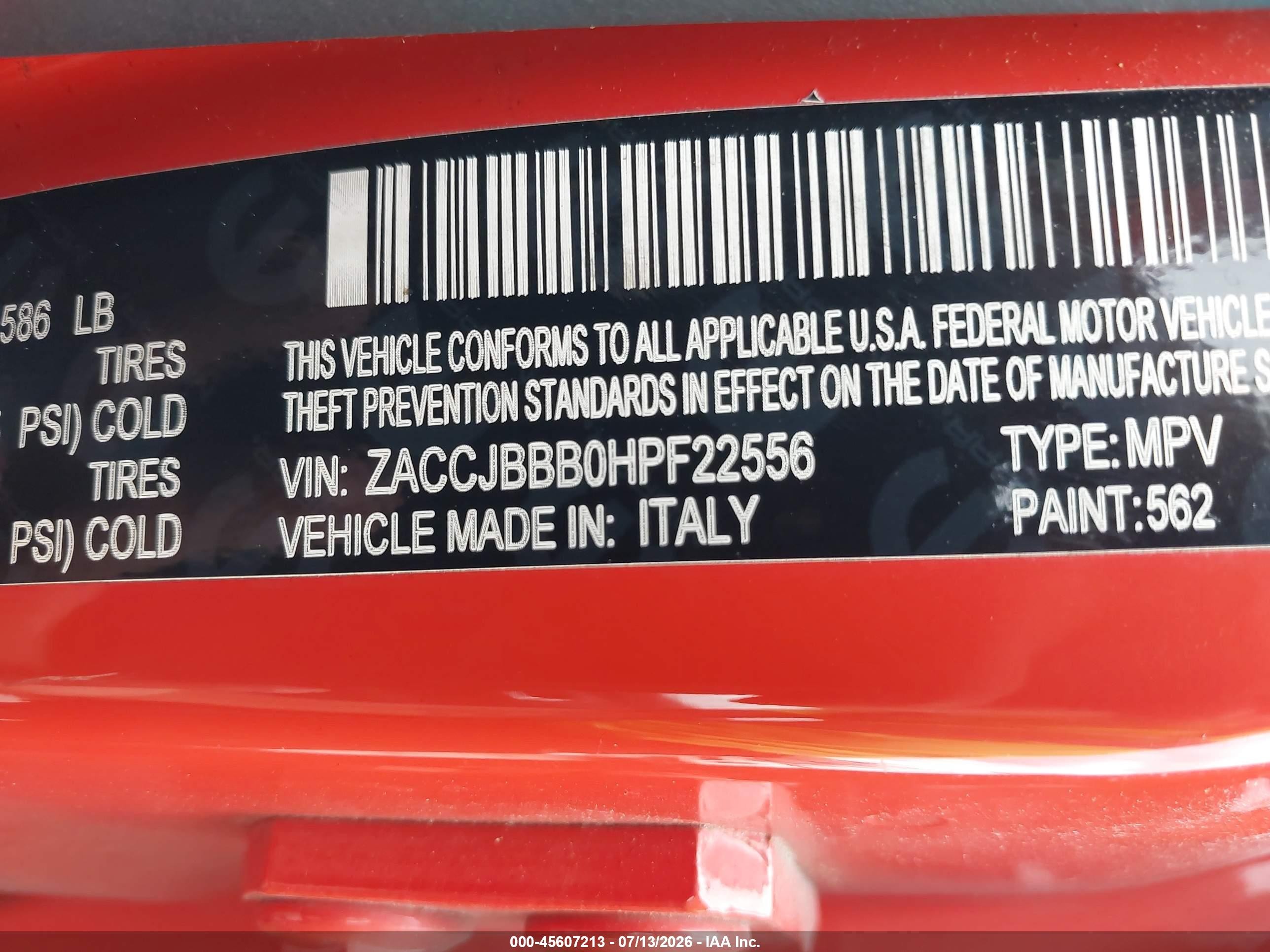 2017 Jeep Renegade Latitude Orange vin: ZACCJBBB0HPF22556