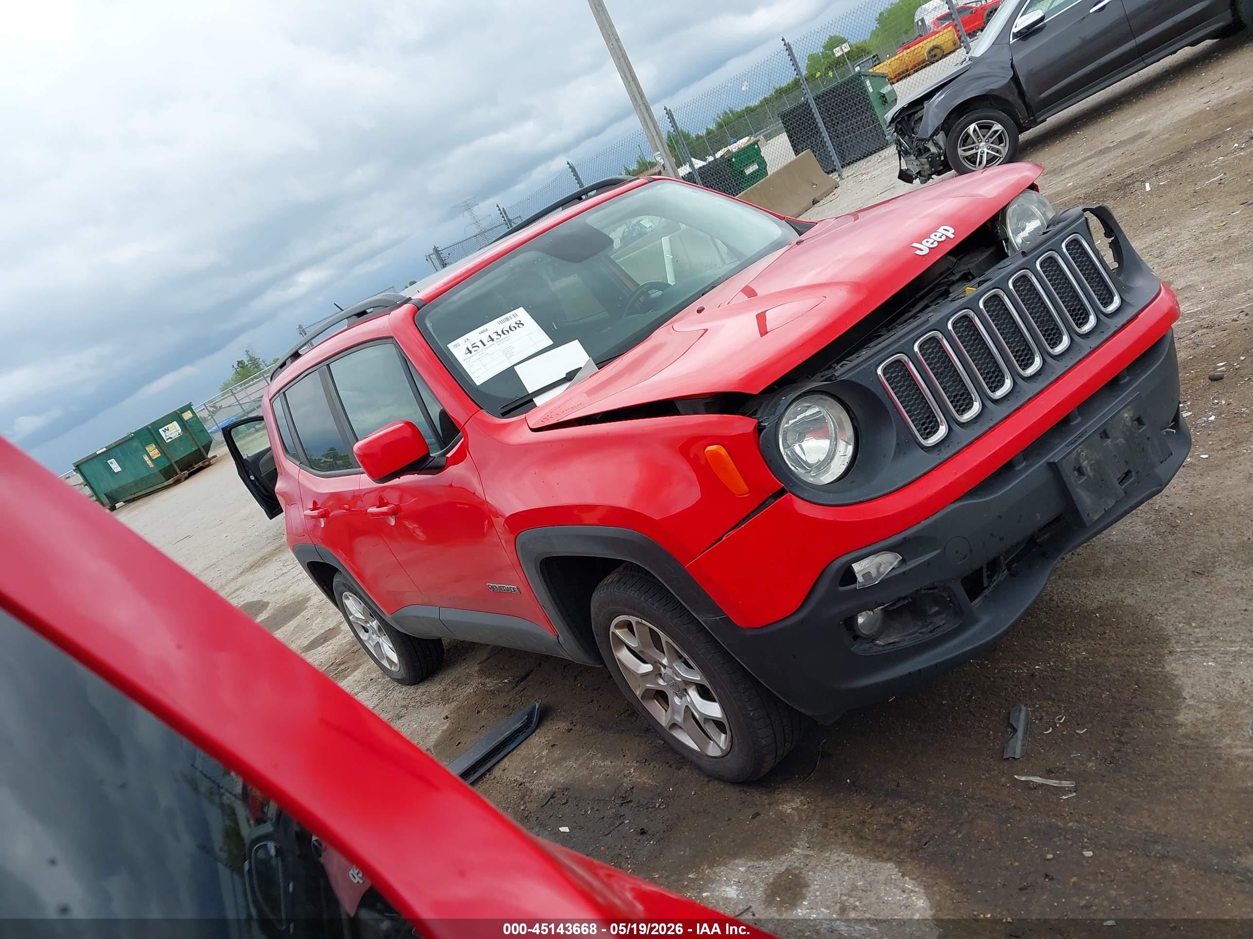 2017 Jeep Renegade Latitude 4x4 Красный vin: ZACCJBBB1HPE97666