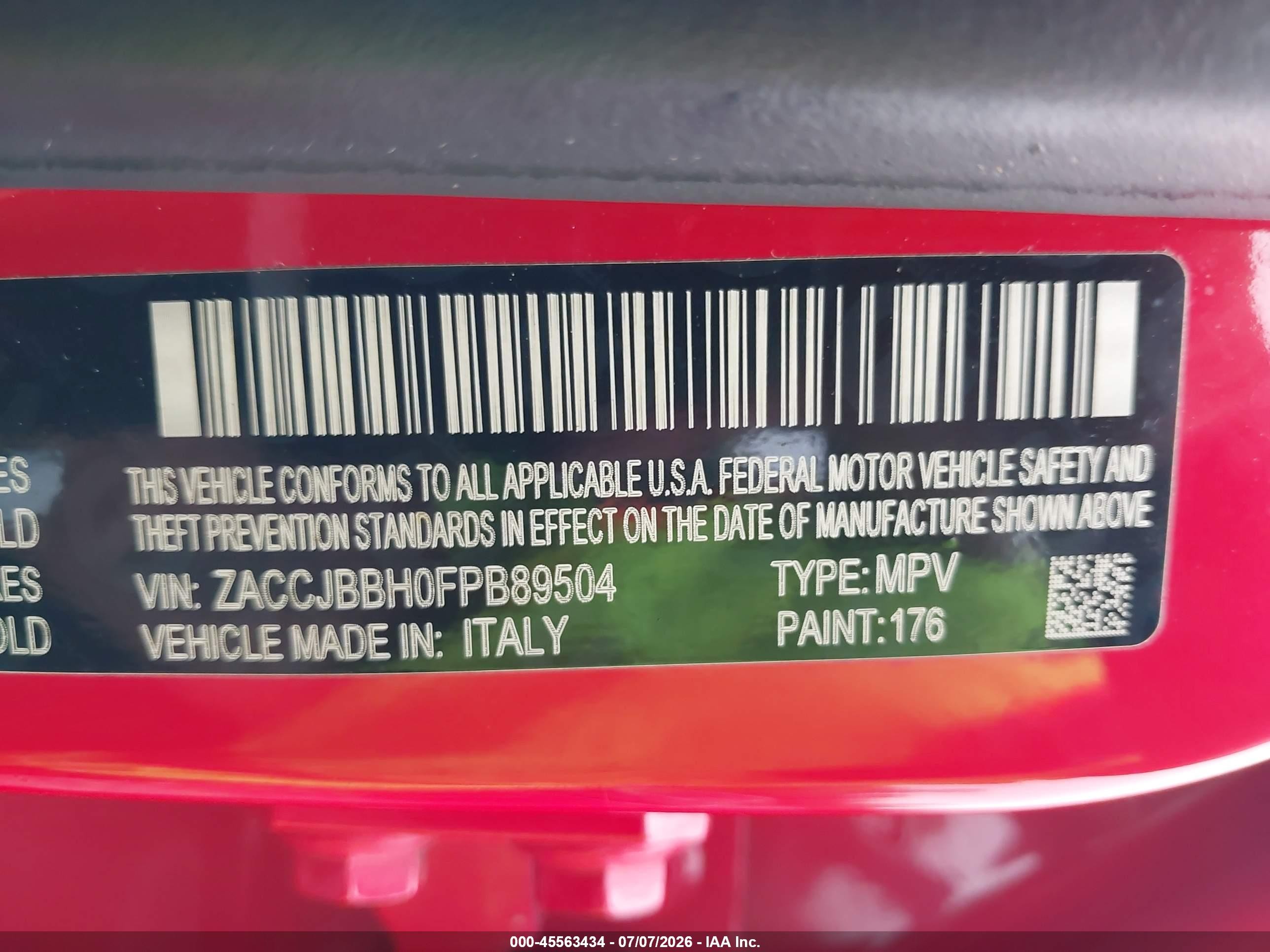 2015 Jeep Renegade Latitude Red vin: ZACCJBBH0FPB89504
