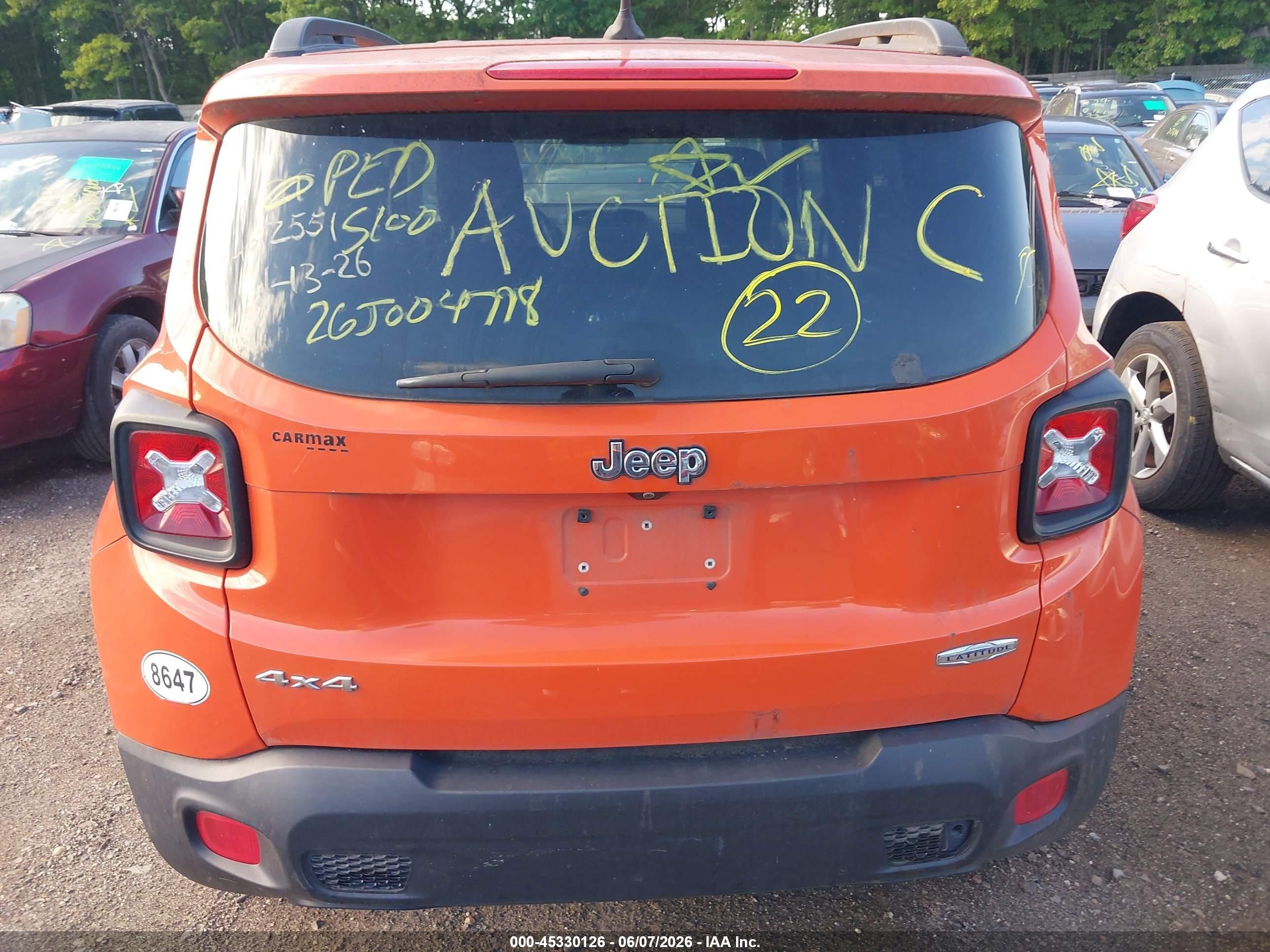 2015 Jeep Renegade Latitude Оранжевый vin: ZACCJBBH3FPB77508