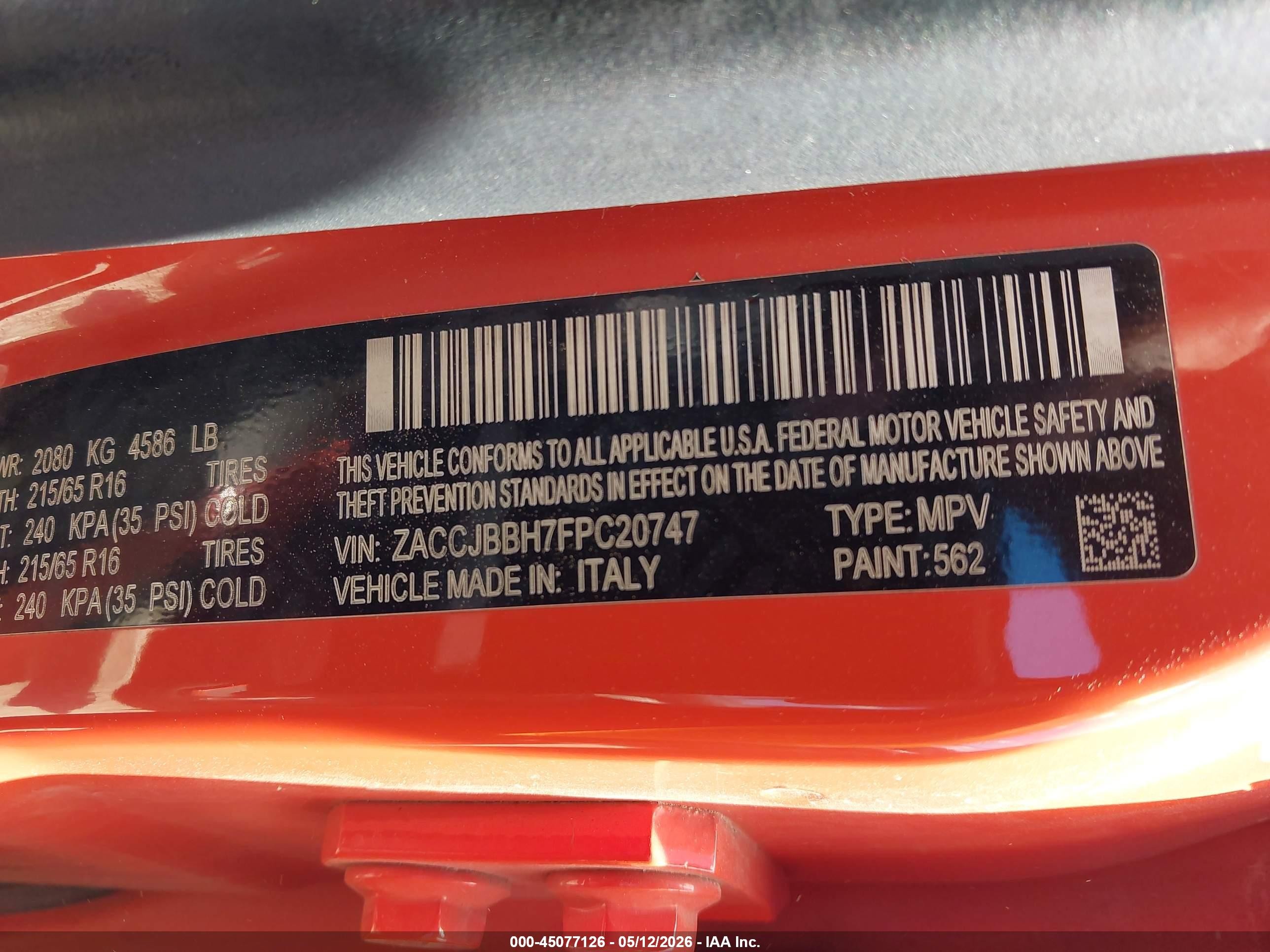 2015 Jeep Renegade Latitude Orange vin: ZACCJBBH7FPC20747