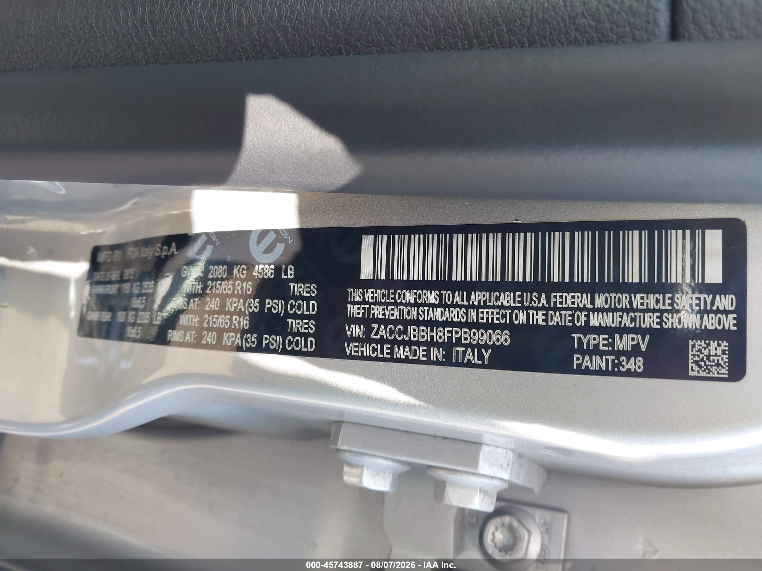2015 Jeep Renegade Latitude Silver vin: ZACCJBBH8FPB99066